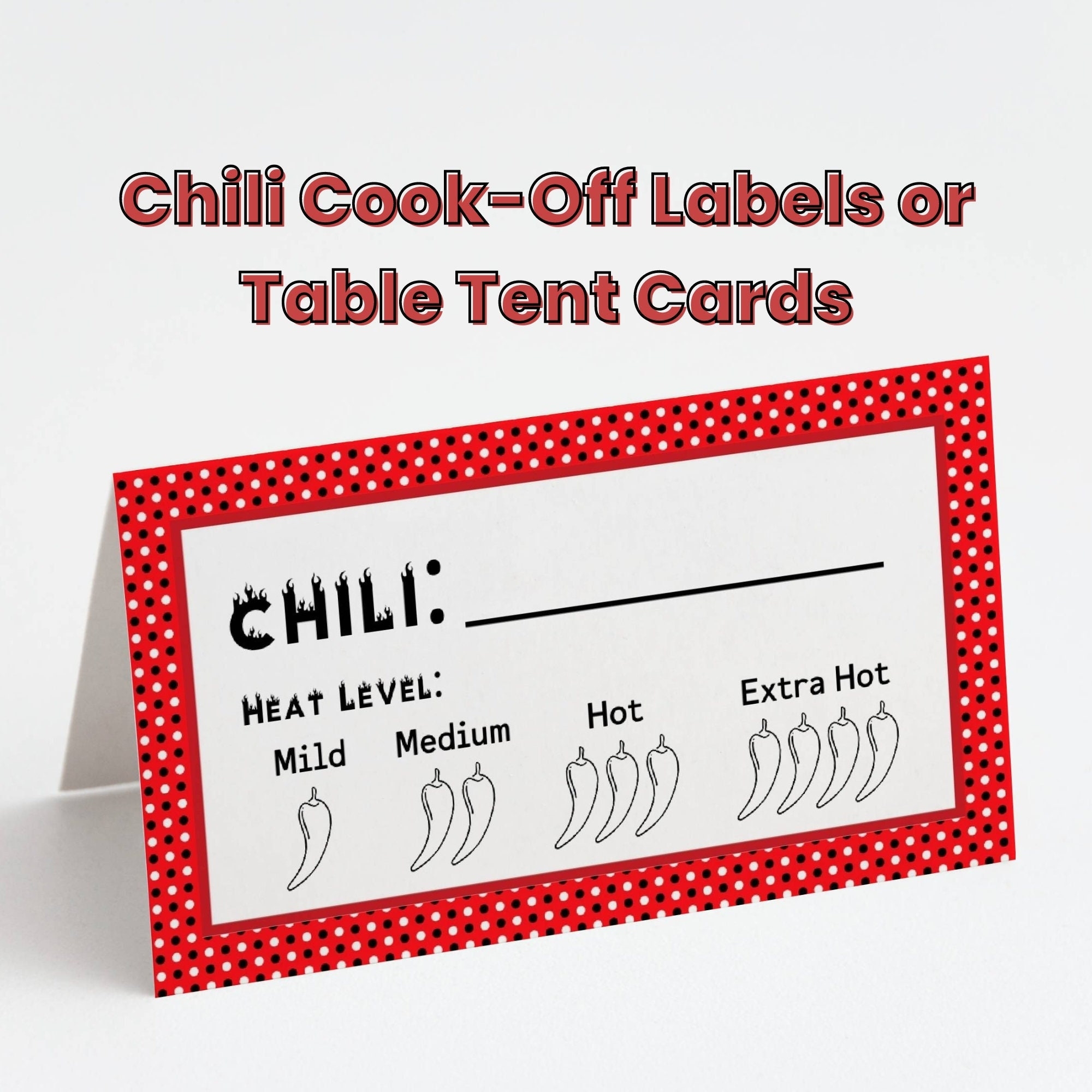 Chili Cook Off Folded Place Card Template Chili Cook Off Label Chili Cookoff Tent Card Etsy