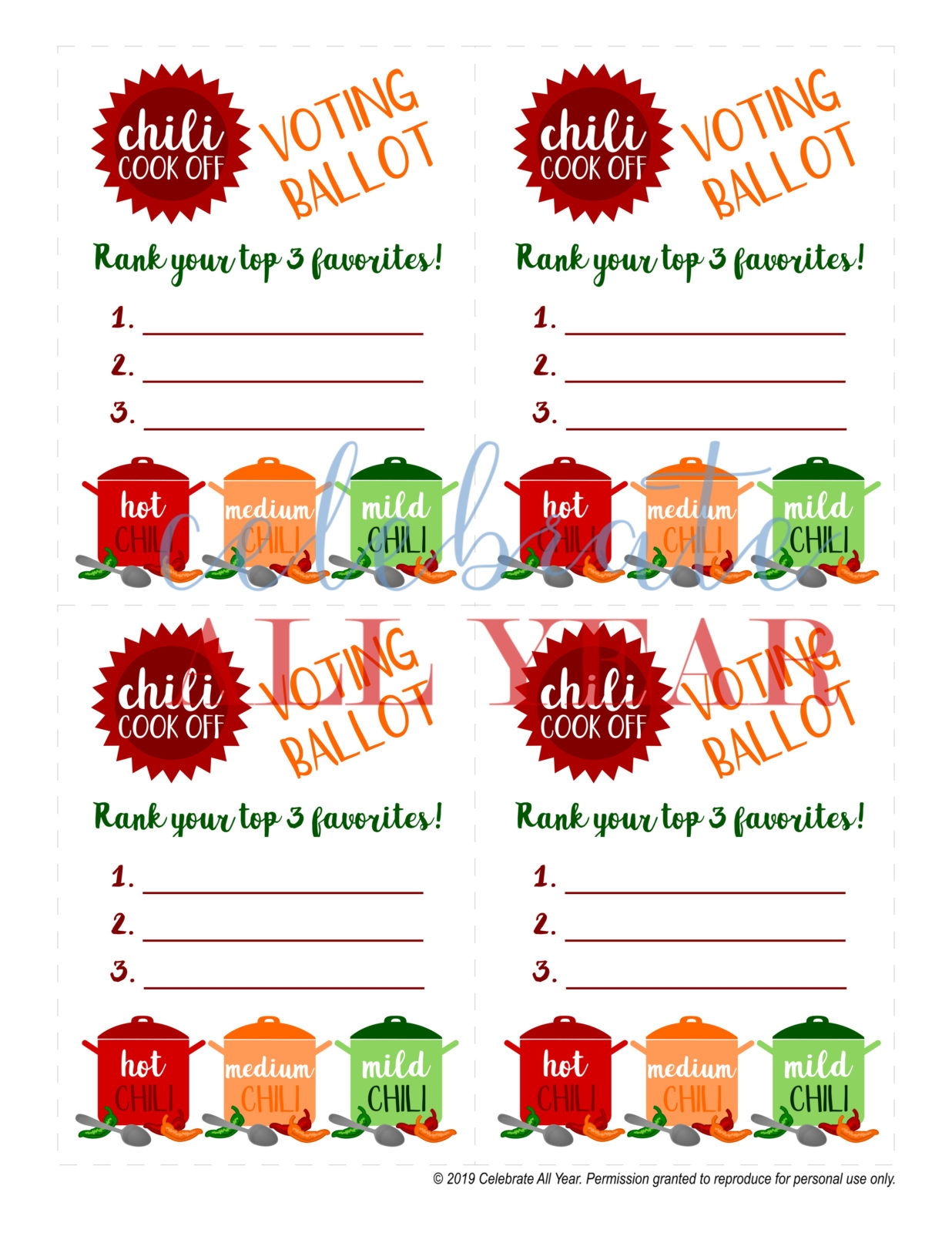 Editable Printable 1 St Place Chili Cookoff Label