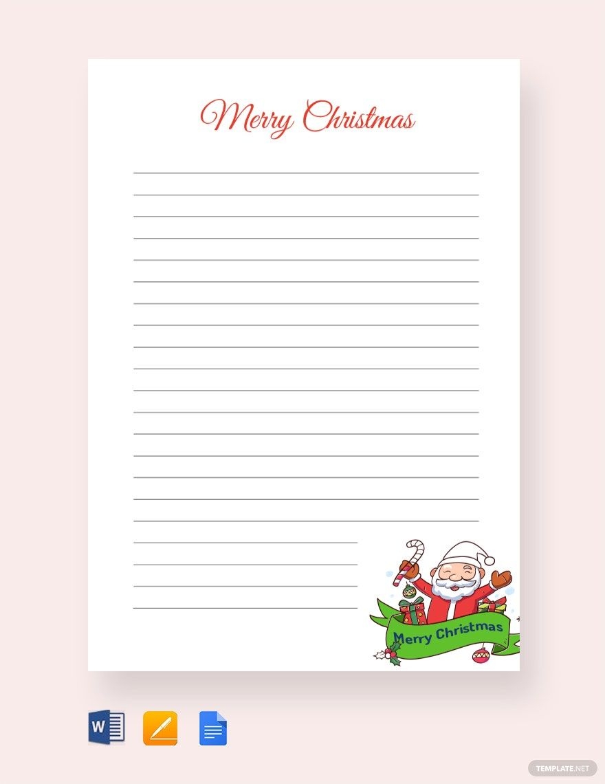 Christmas Design Writing Paper Template In Google Docs Pages Word PDF Download Template