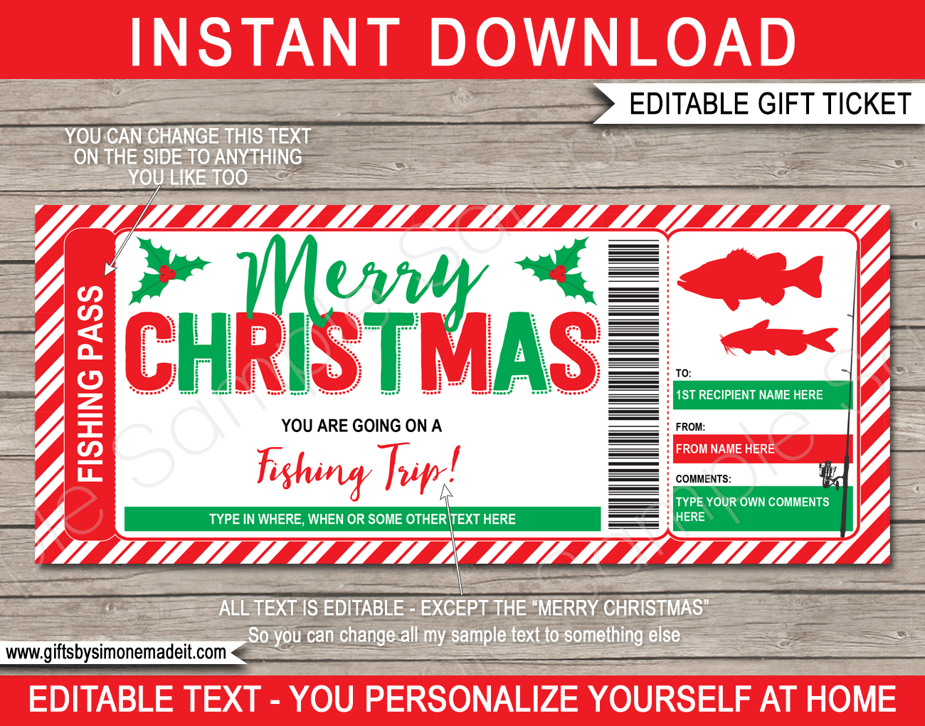 Christmas Fishing Trip Ticket Template Surprise Fishing Trip Reveal Gift