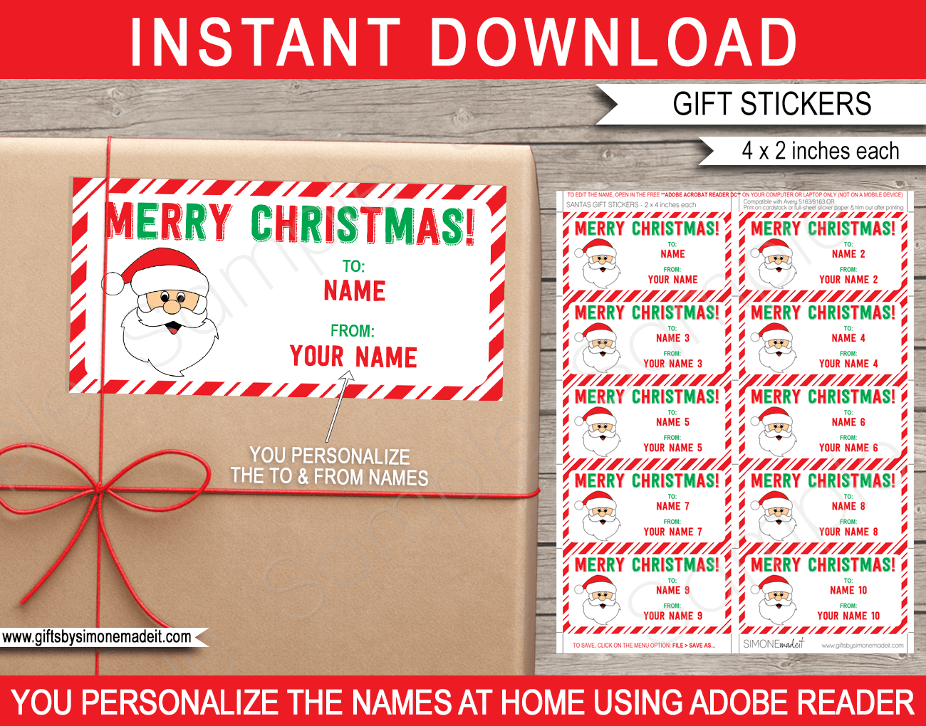 Christmas Gift Label Template School Kids Class Gift Tags Stickers Favors