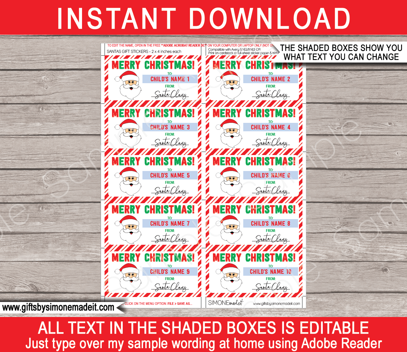 Christmas Gift Labels Template Printable Gift Tags From Santa Claus