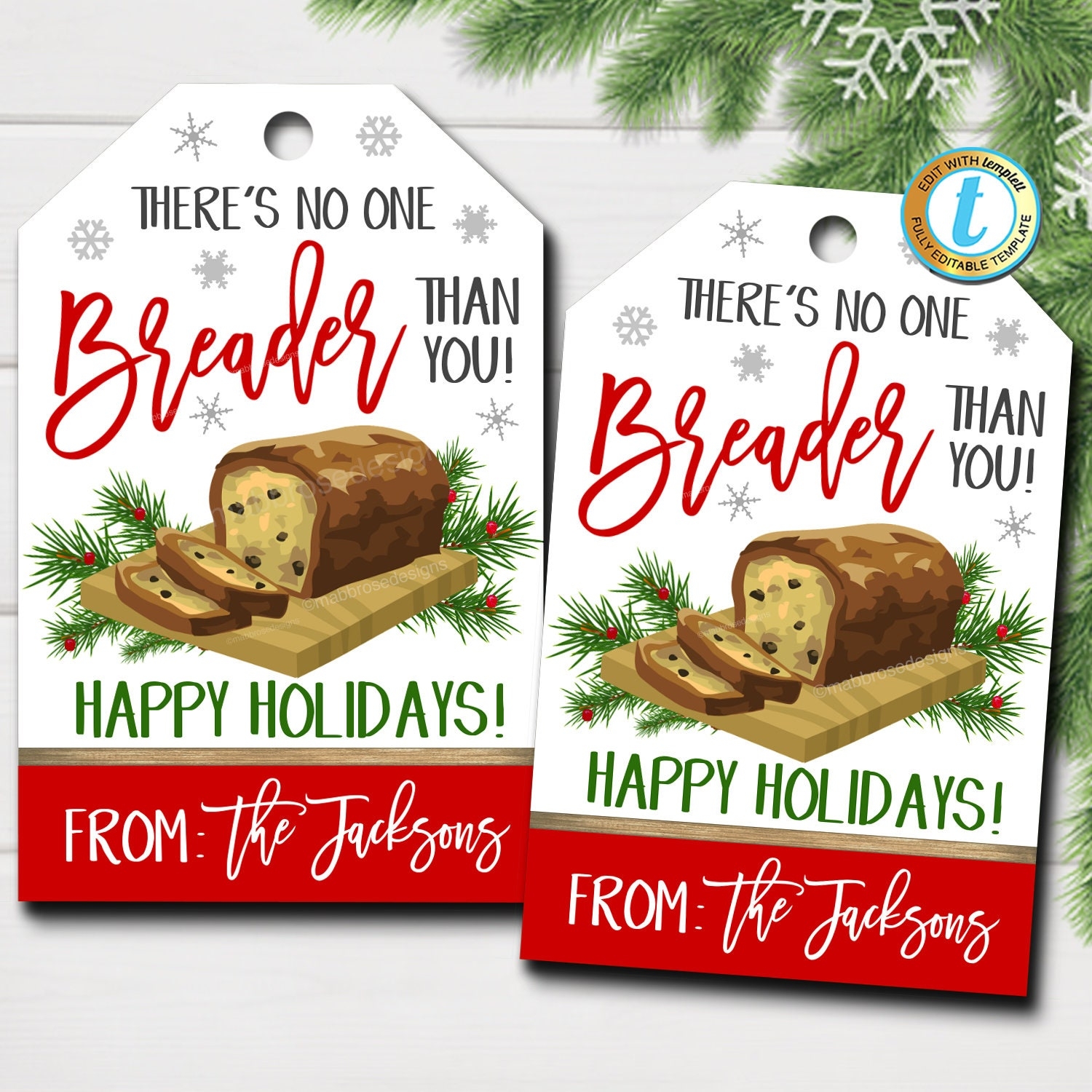 Editable Printable Holiday Food Tags