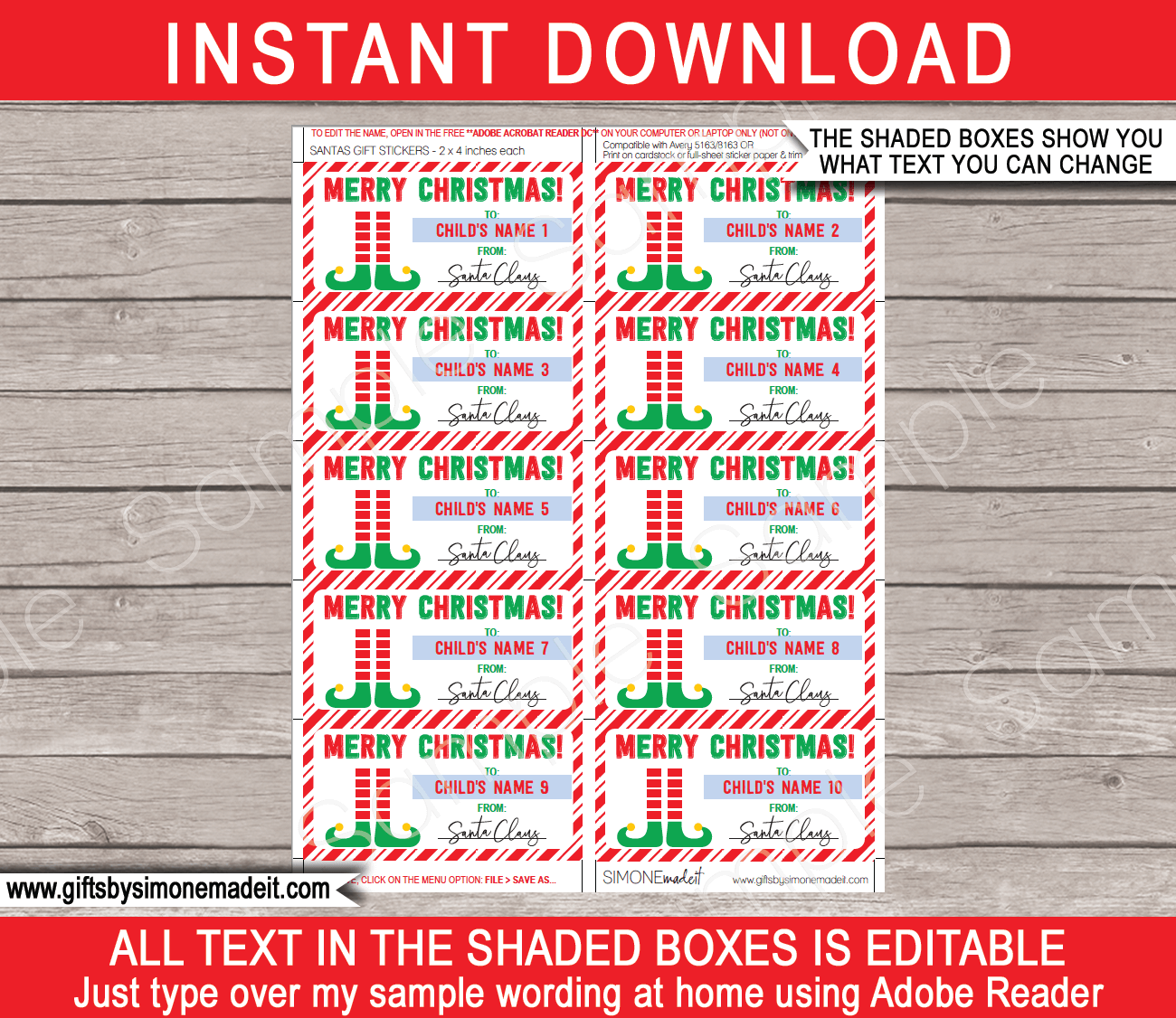 Printable Editable Christmas Gift Tags