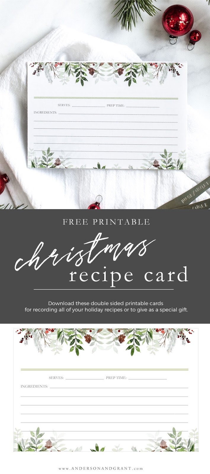 Christmas Greens Printable Recipe Card Anderson Grant