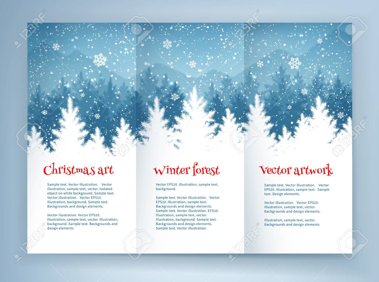 Christmas Leaflet Design Template With Winter Spruce Forest Landscape And Falling Snow Royalty Free SVG Cliparts Vectors And Stock Illustration Image 49166336 
