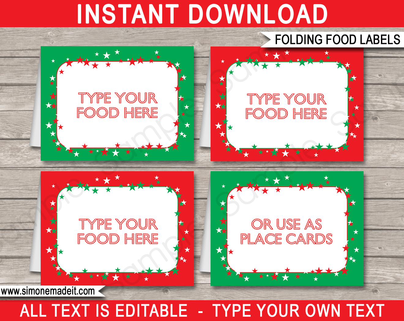 Editable Printable Christmas Placecards