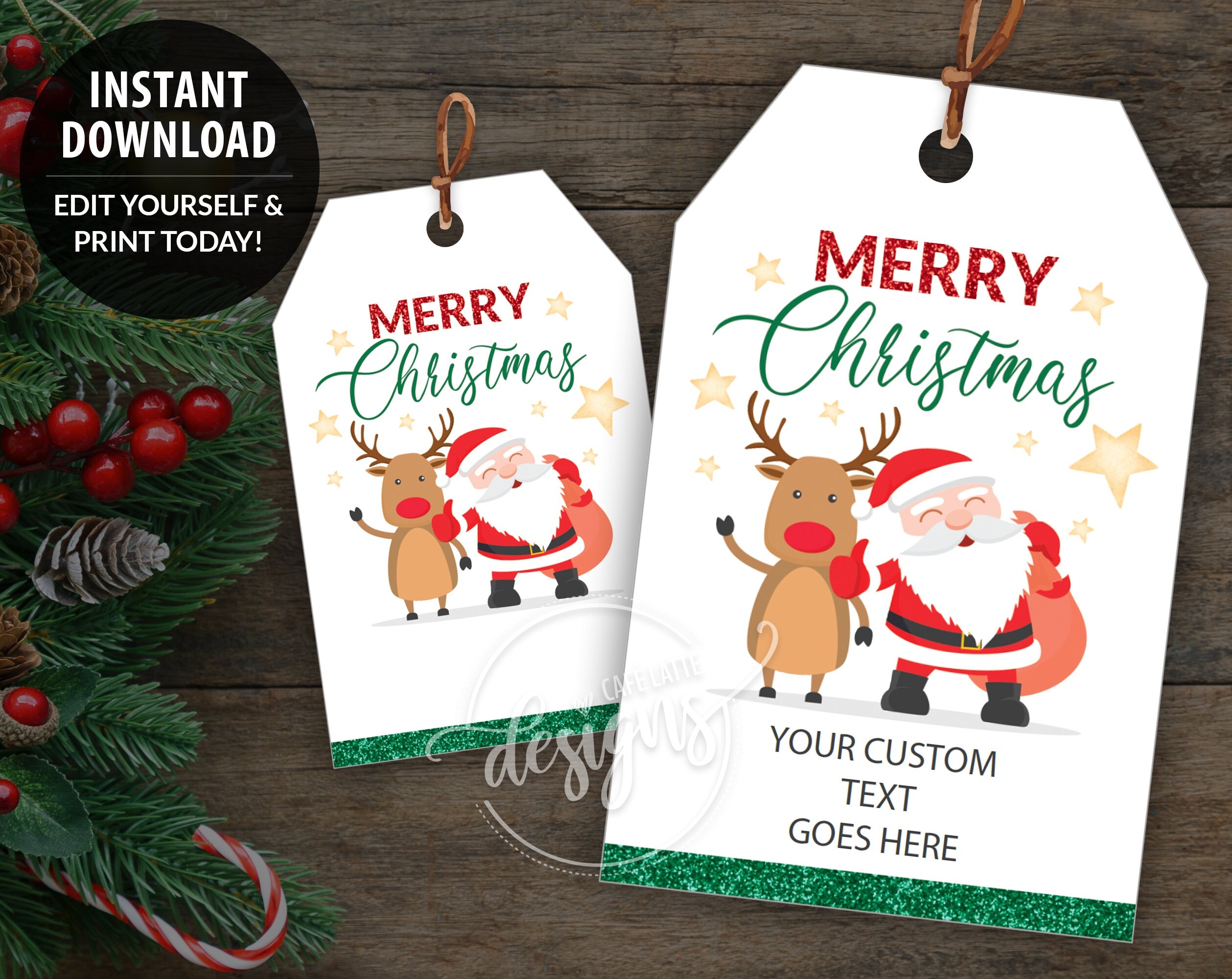 CHRISTMAS Printable Gift Tags Editable Personalized Favor Tags Template With Santa Claus Instant Download Labels For Kids School Teacher Etsy