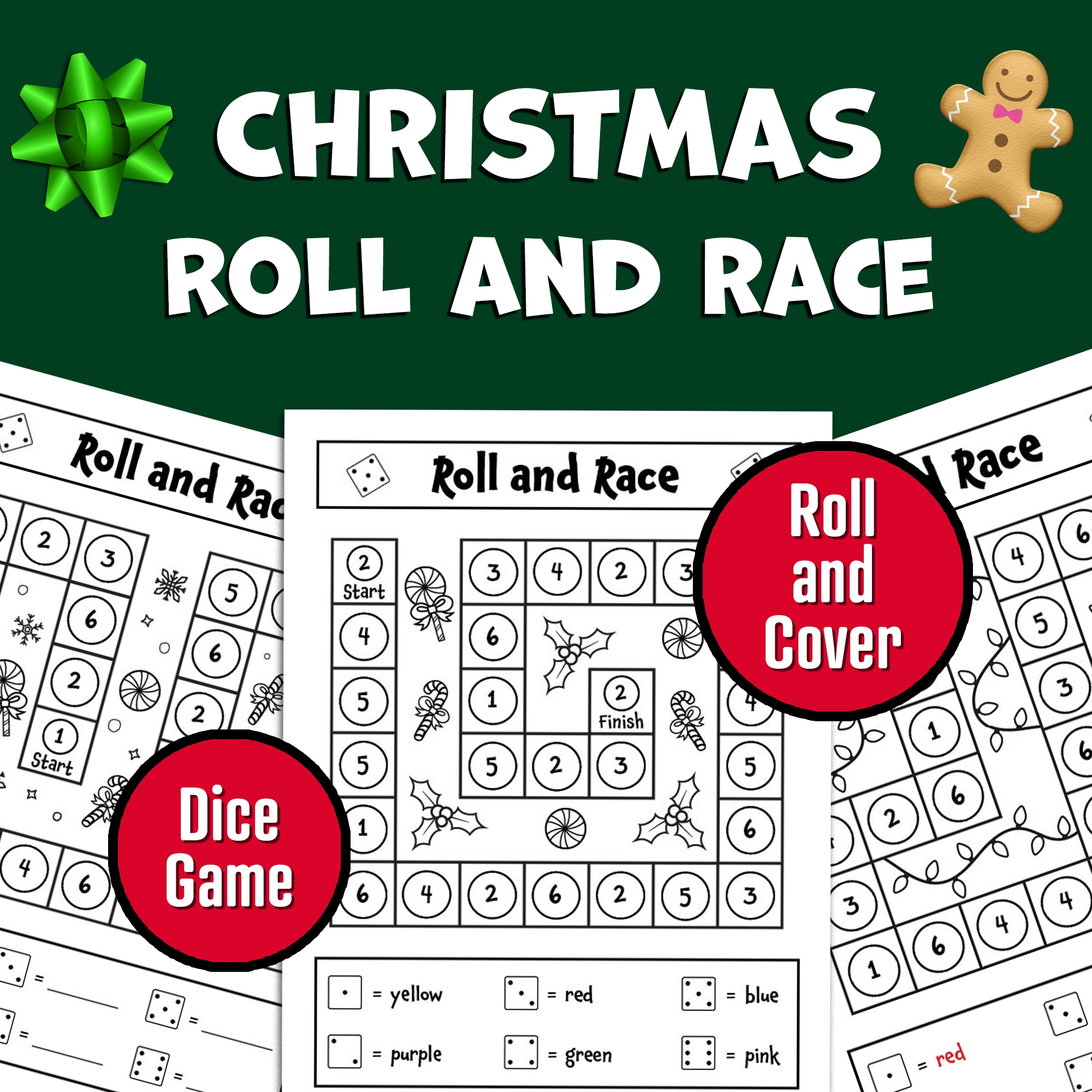 Christmas Roll And Cover Dice Game Roll And Race Do A Dot Xmas Math Game Made By Teachers