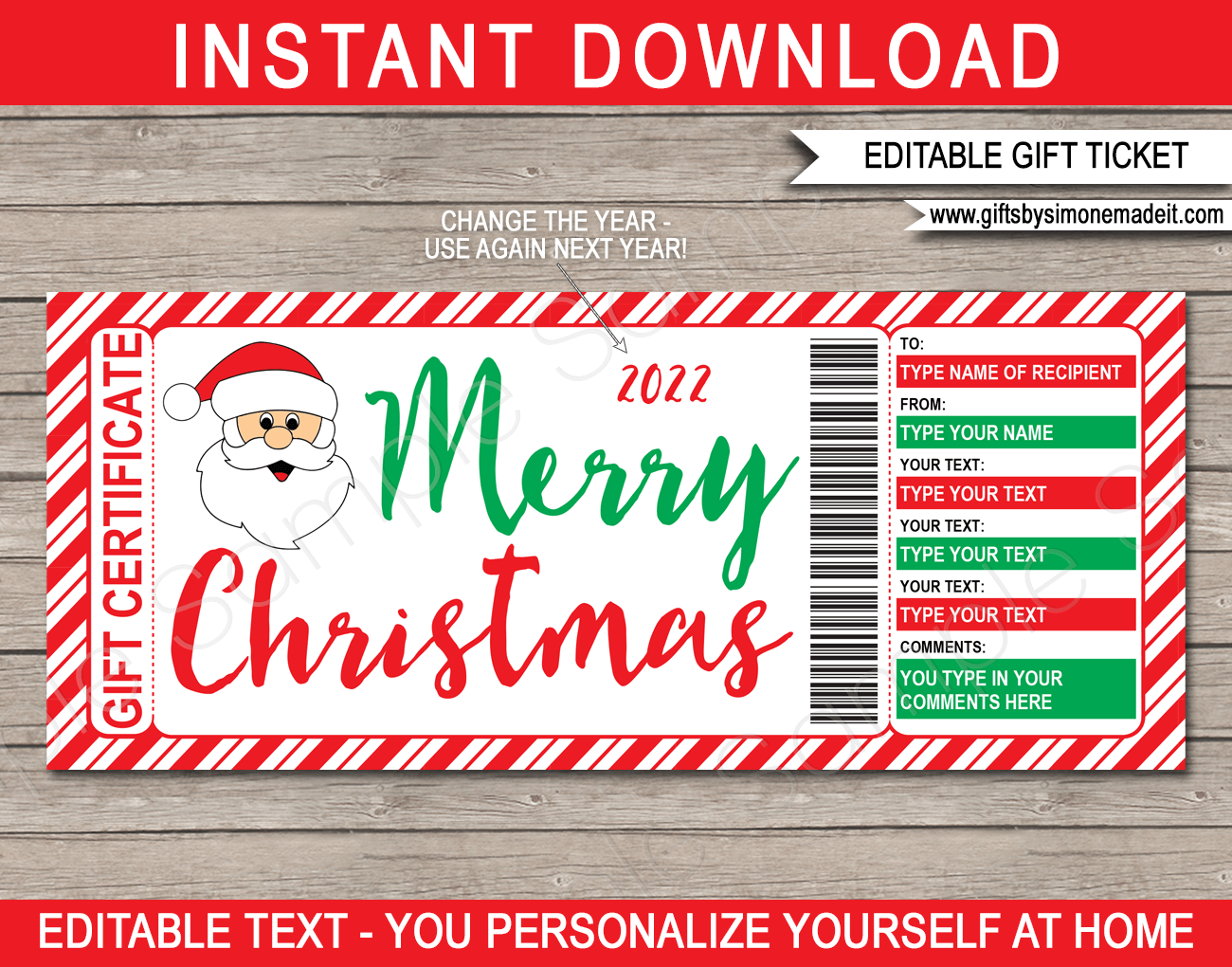 Printable And Editable Gift Certificates