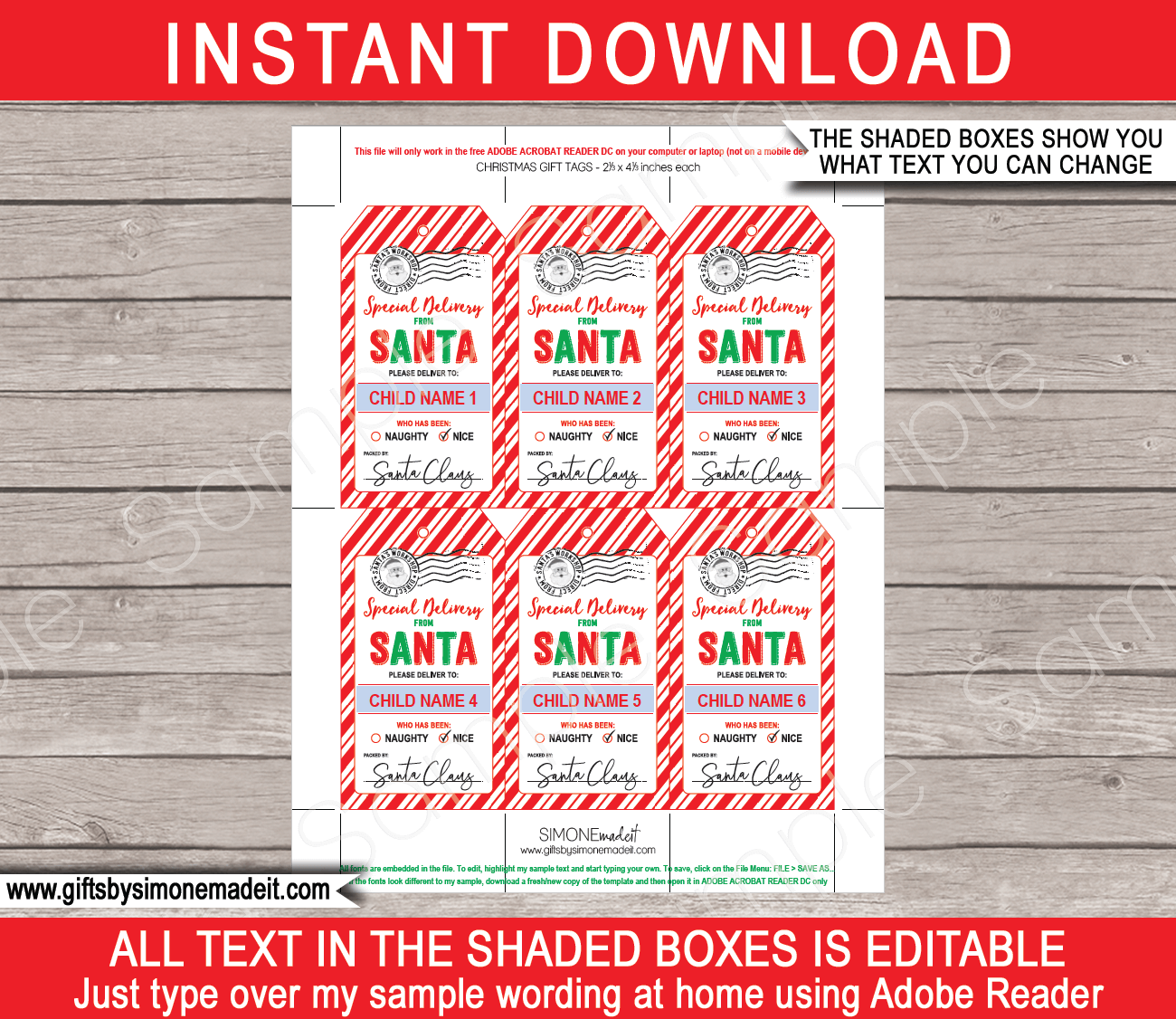 Christmas Santa Gift Tags Printable Template Special Delivery North Pole