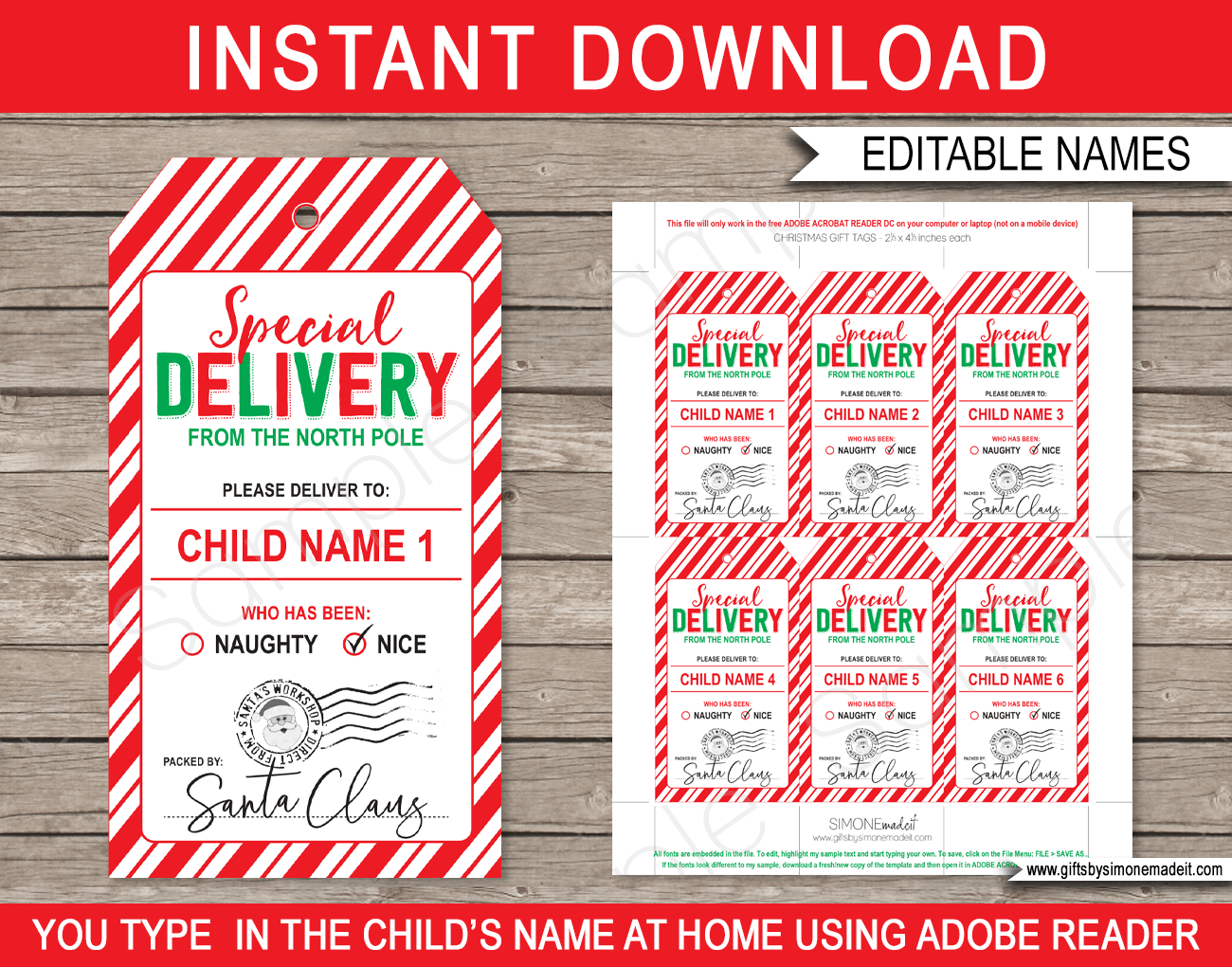 Christmas Gift Tags Printable Editable