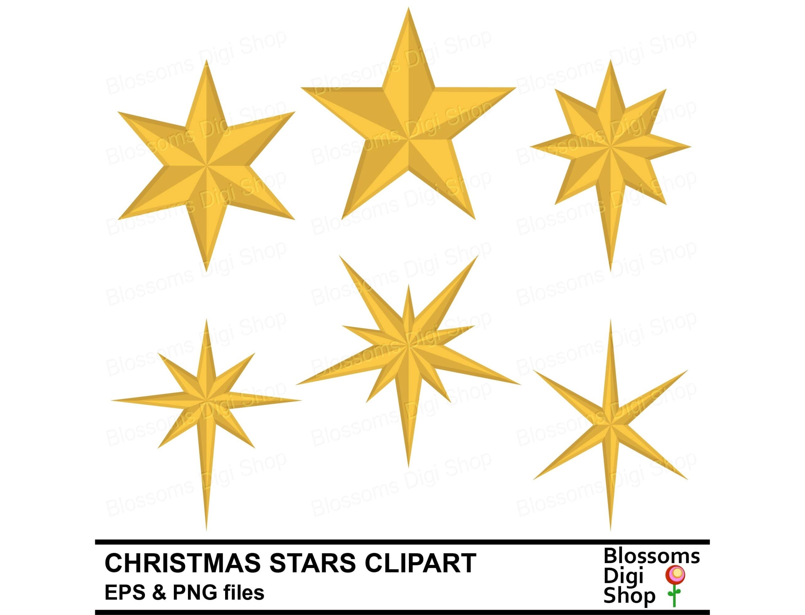 Christmas Stars Clipart Gold Star Festive Elements Star Vector Star Graphic Christmas Tree Xmas Star Star Eps Commercial Use Etsy