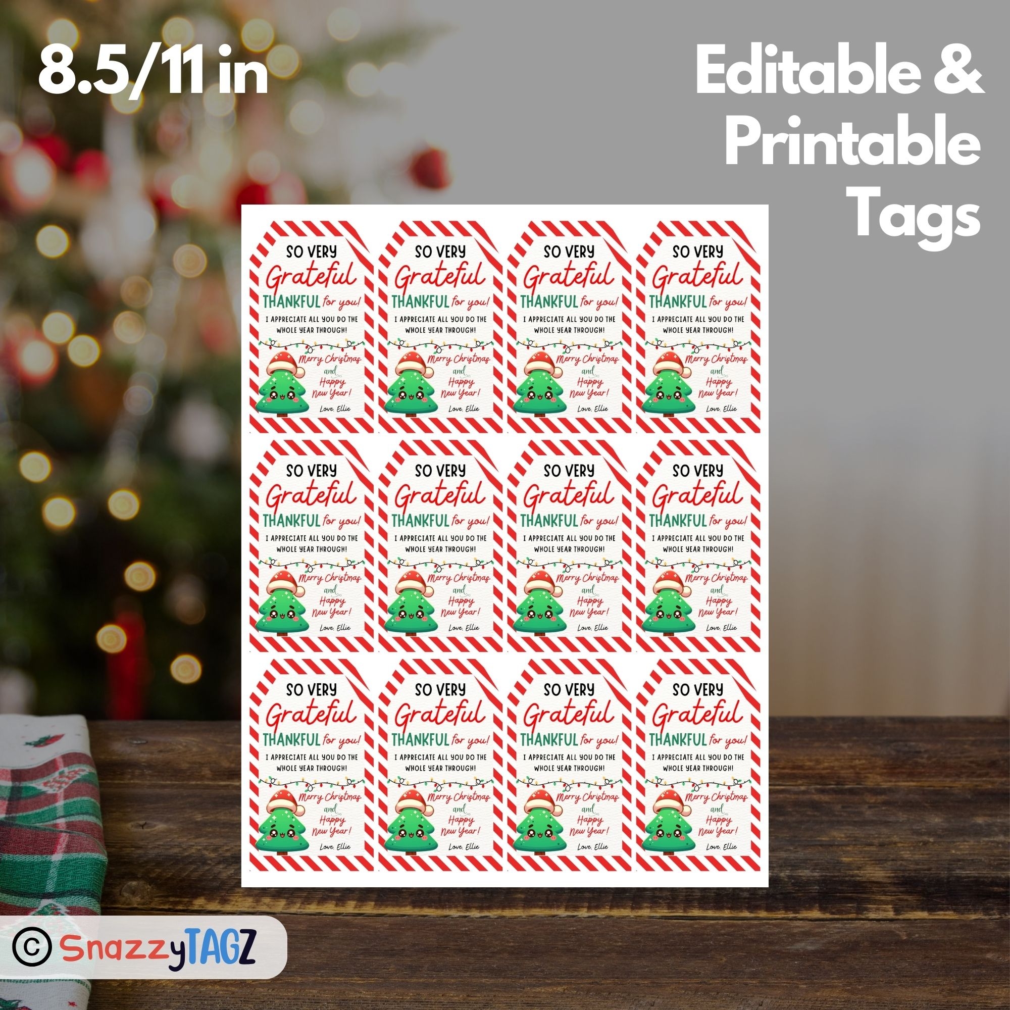 Christmas Thank You Gift Tag Editable Printable Template Holiday Appreciation Staff Employee Made By Teachers
