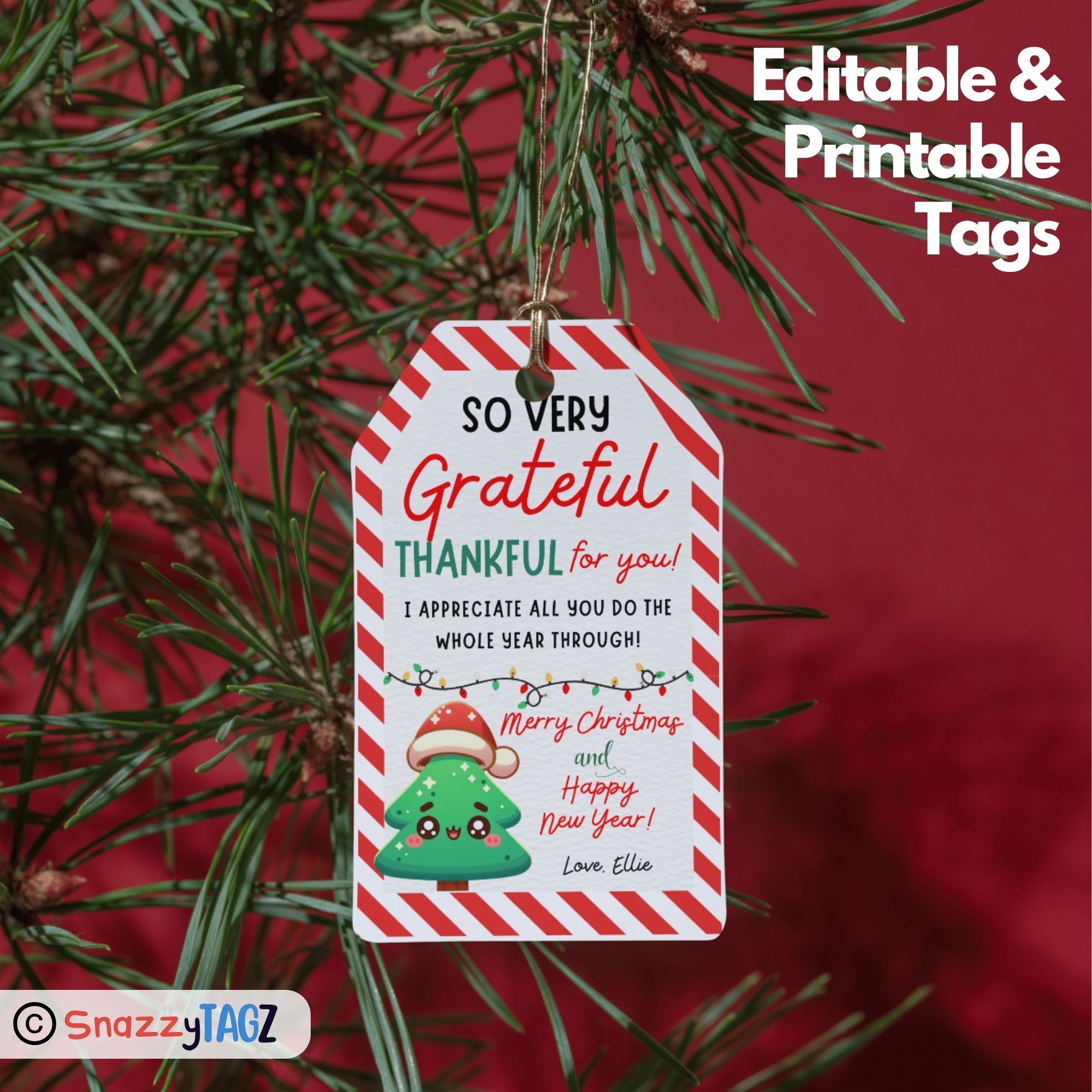 Christmas Thank You Gift Tag Editable Printable Template Holiday Appreciation Staff Employee Made By Teachers