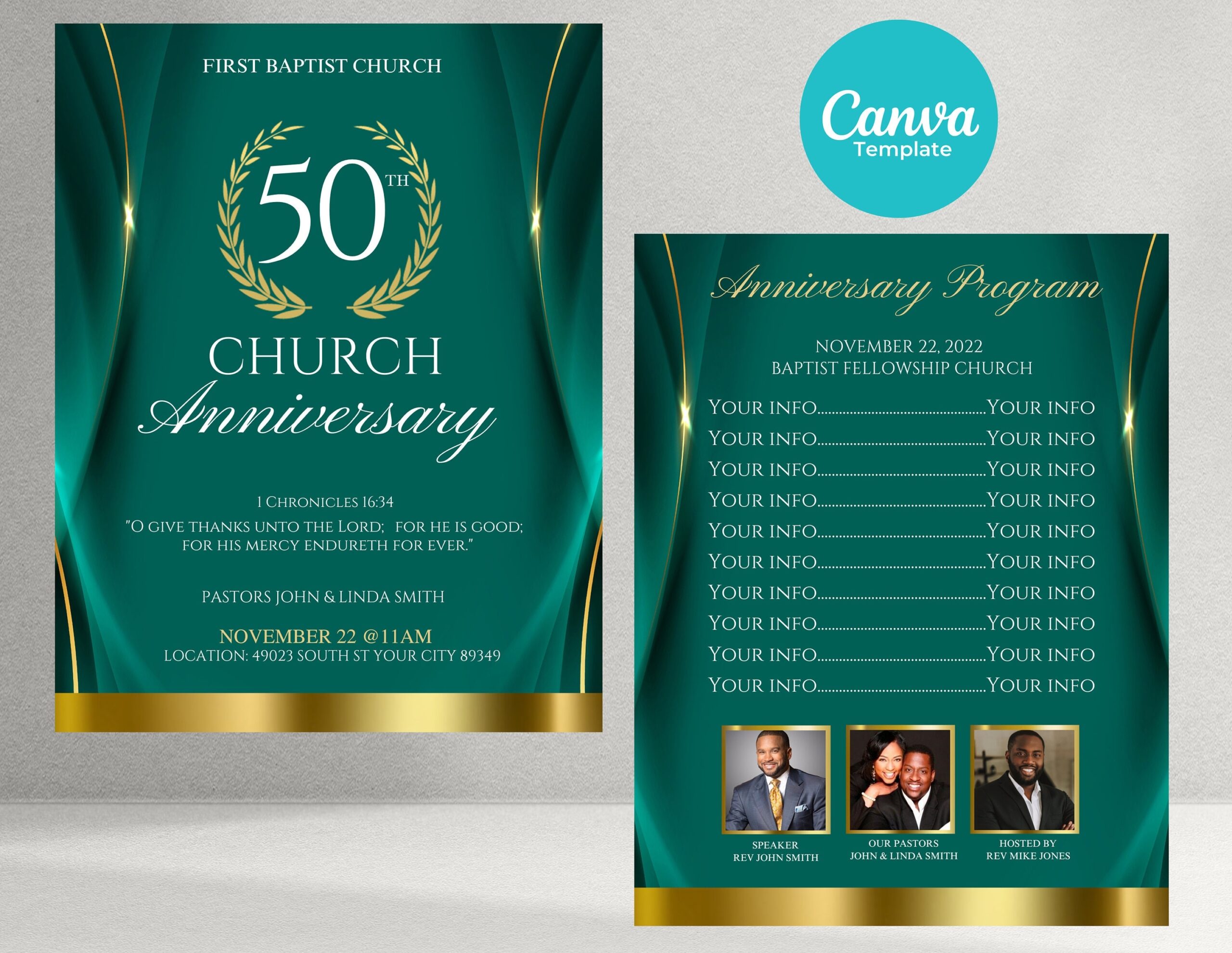 Church Anniversary Program Double Sided Flyer Template Etsy