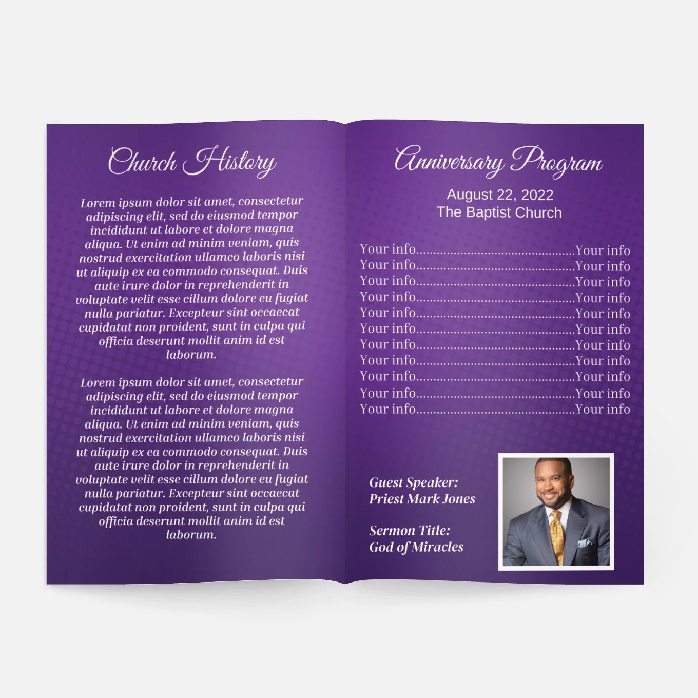 Church Anniversary Program Template Etsy