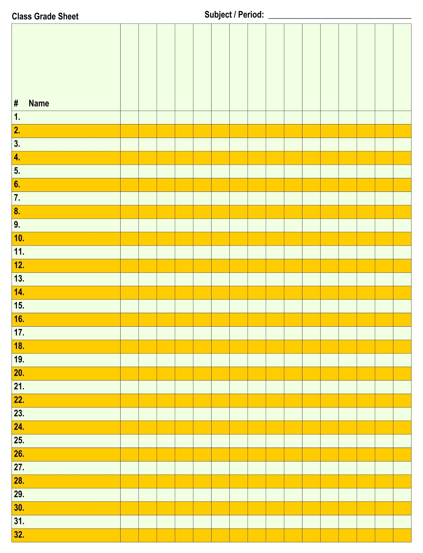 Class Roster Printable Editable 27