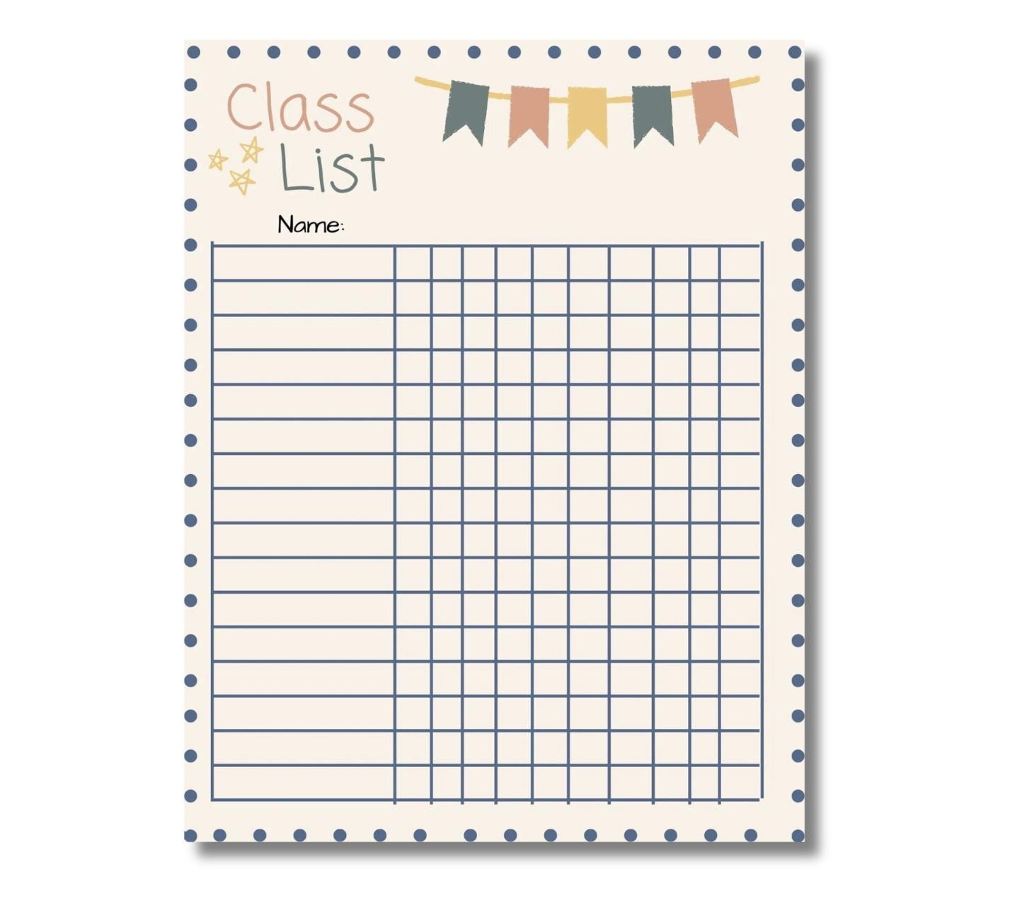 Class List Digital File Etsy
