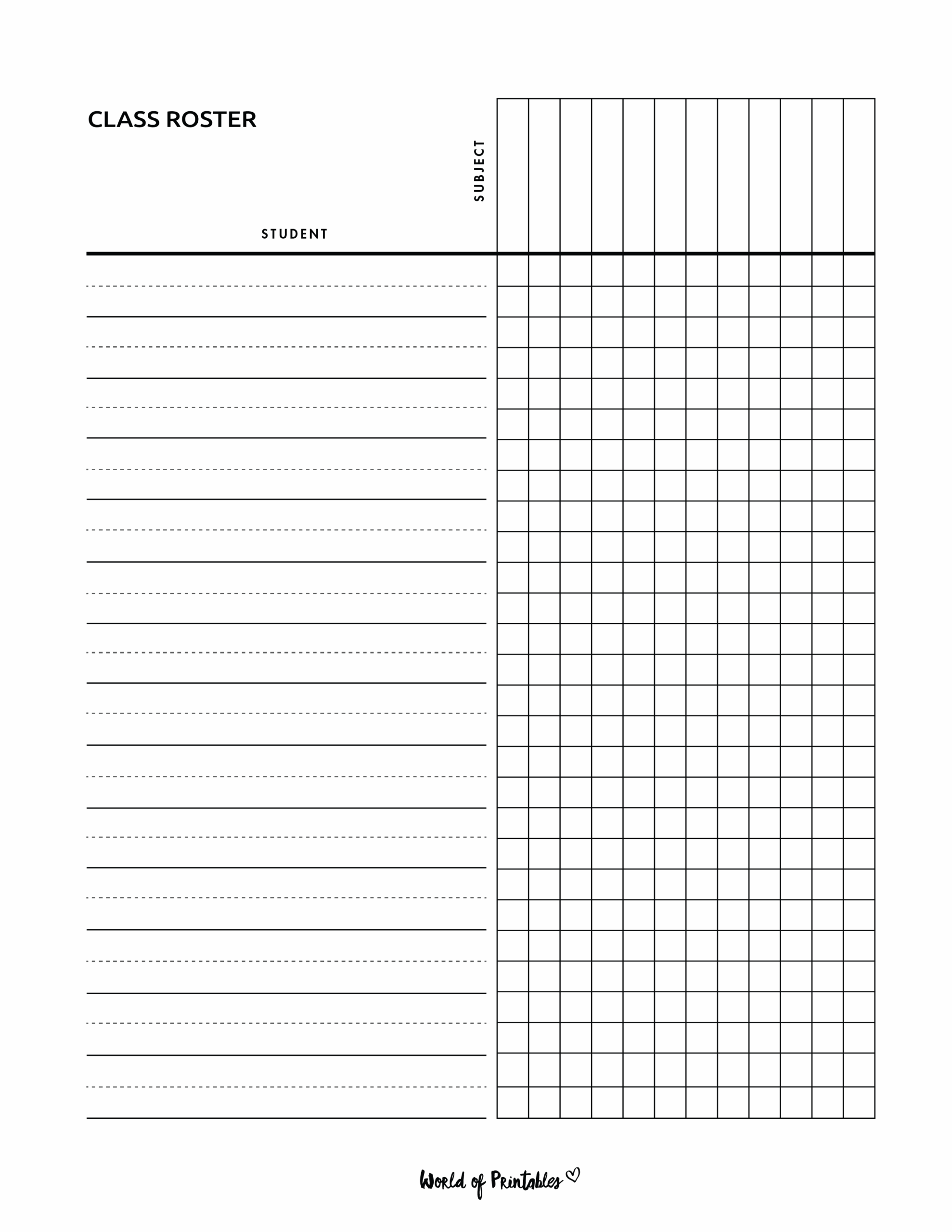 Editable And Printable Class List