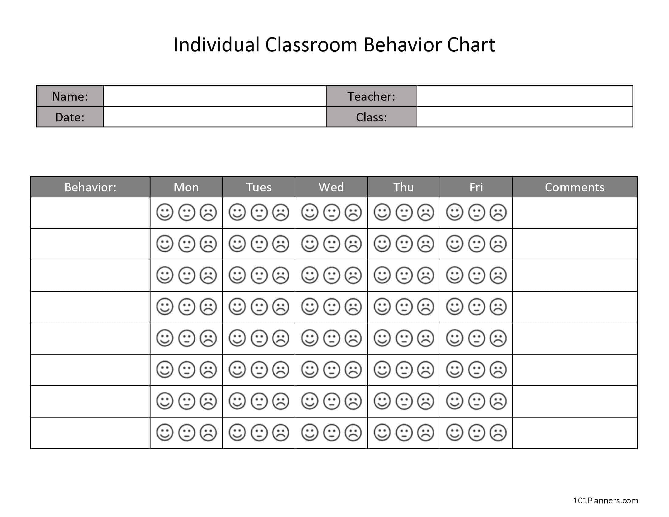 Printable?Edit Time Behavior Sheet