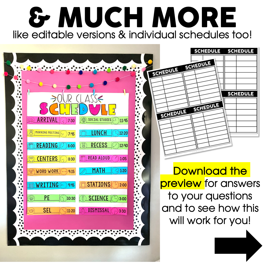 Classroom Daily Visual Schedule Editable Schedule Cards Daily Schedule Basic Or Bright Collection Lucky Little Learners