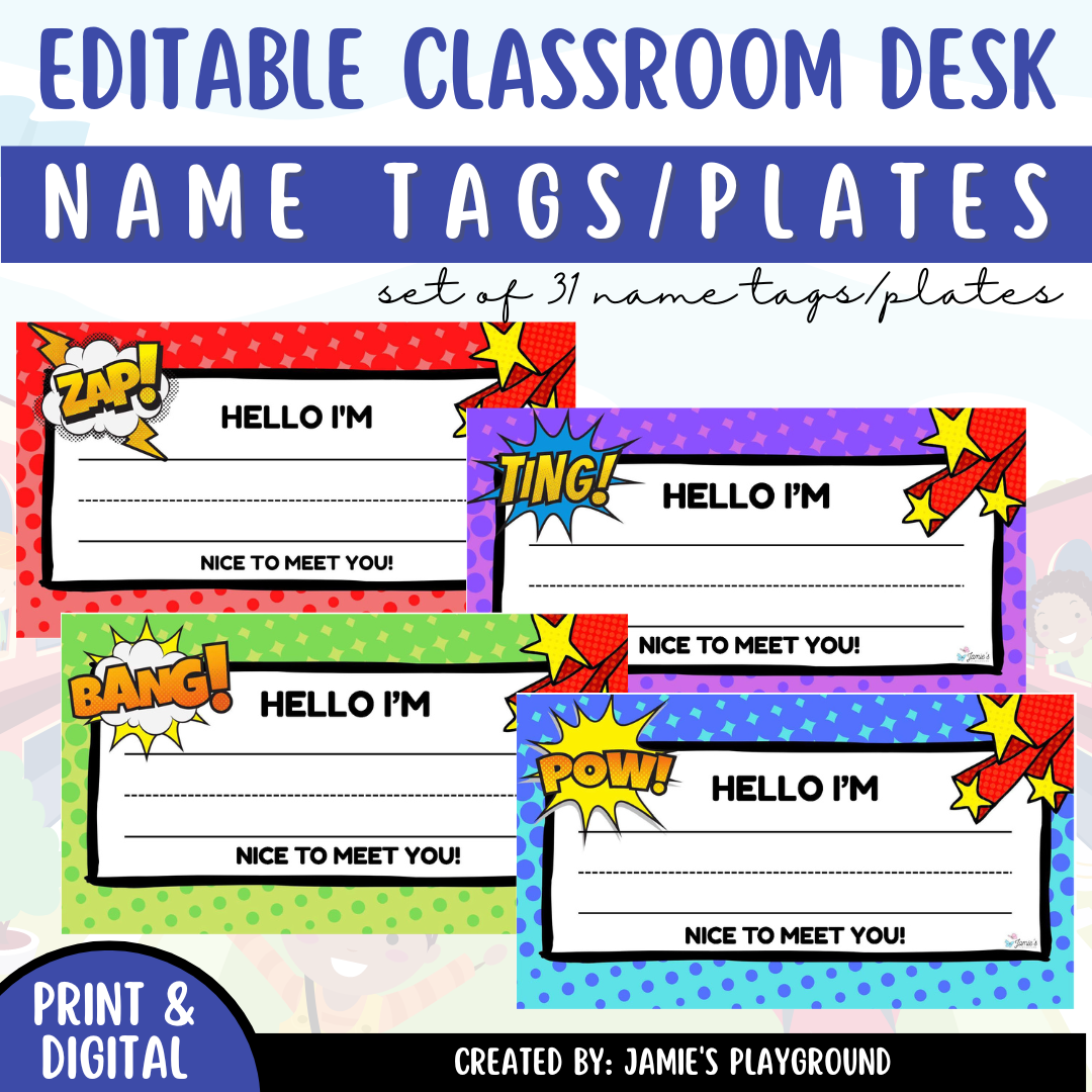Name Plates Printable Editable