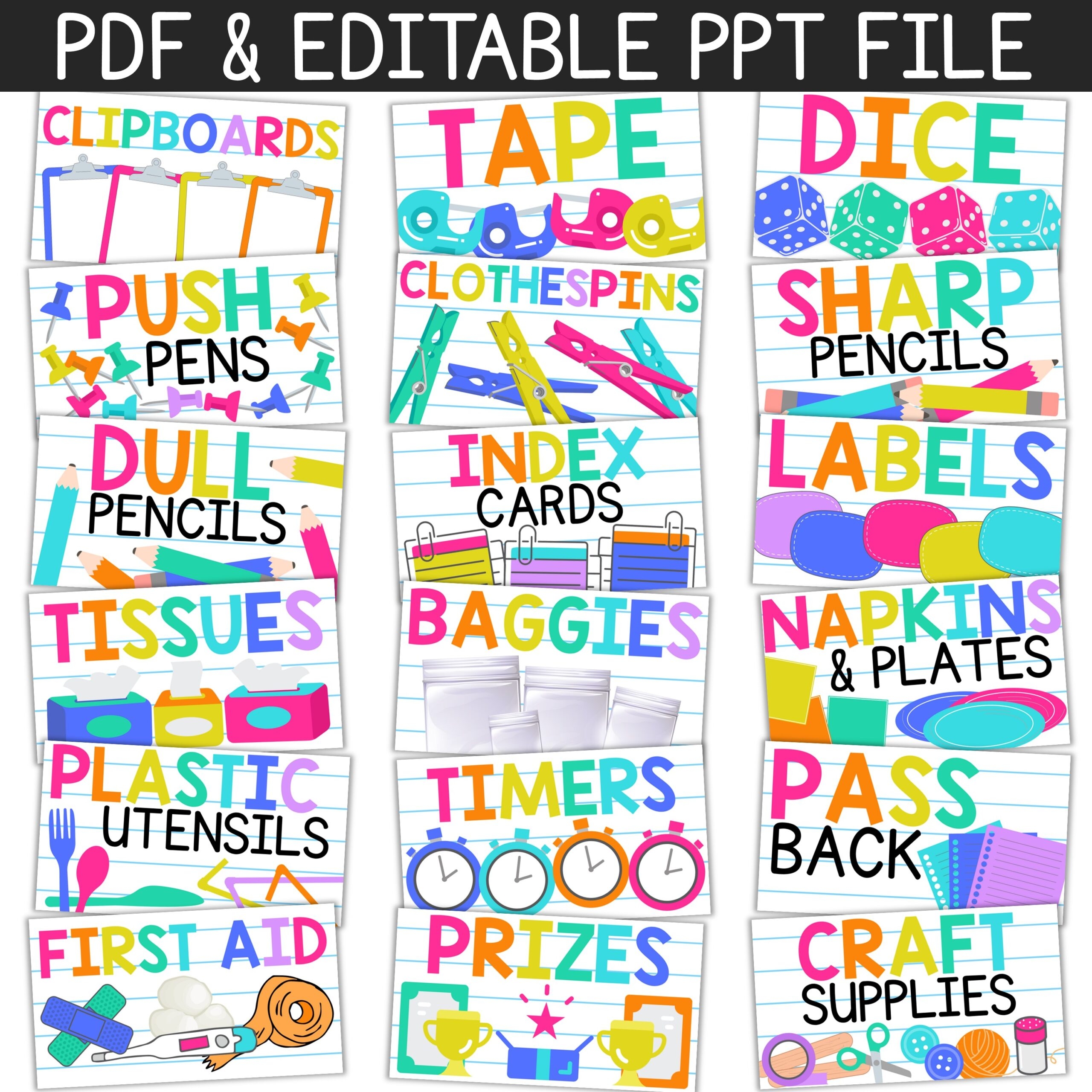 Classroom Labels Bright Rainbow Classroom Decor Classroom Supply Labels A Love Of Teaching Kim Miller