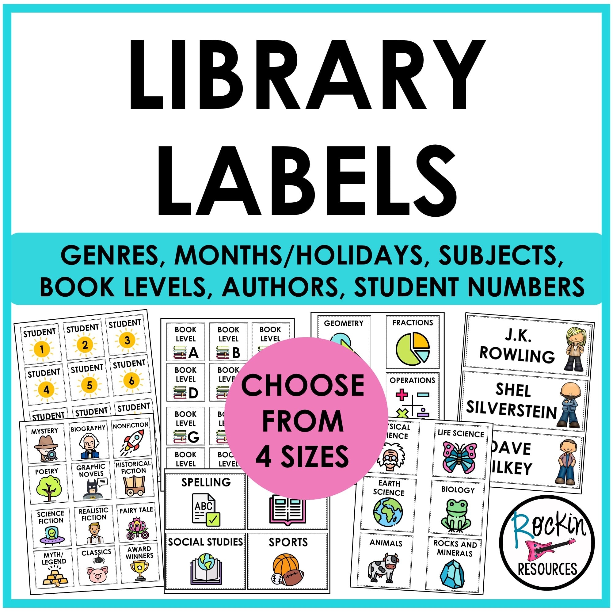 Classroom Library Labels And Calendar Cards Rockin Resources