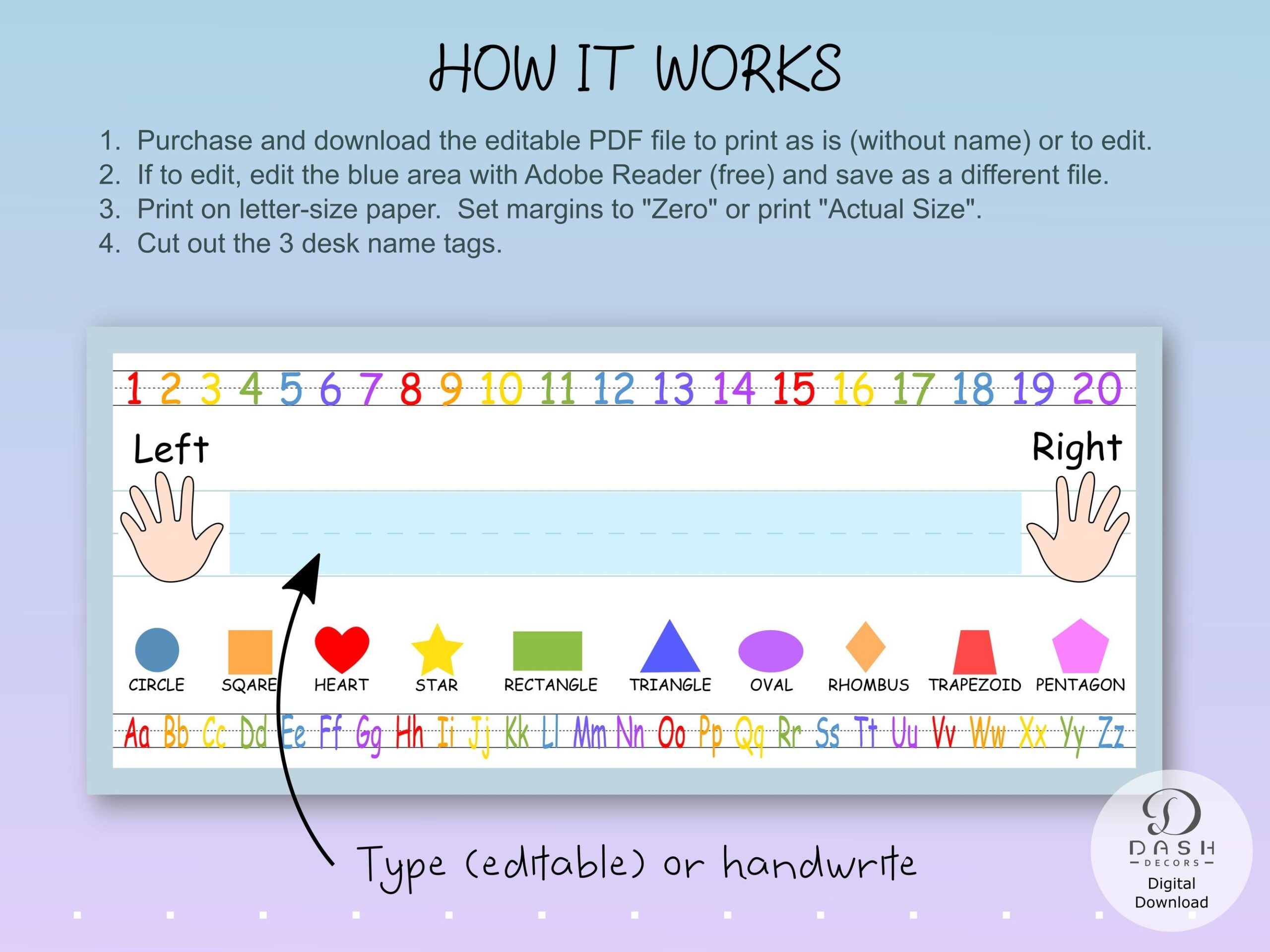 Editable Resizable Printable Free Classroom Name Labels