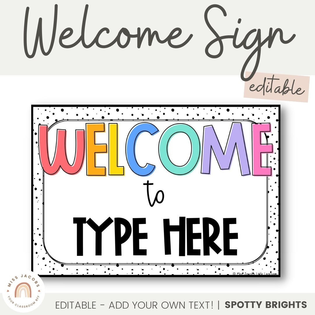 Classroom Welcome Sign SPOTTY BRIGHTS Theme Groovy Rainbow Etsy