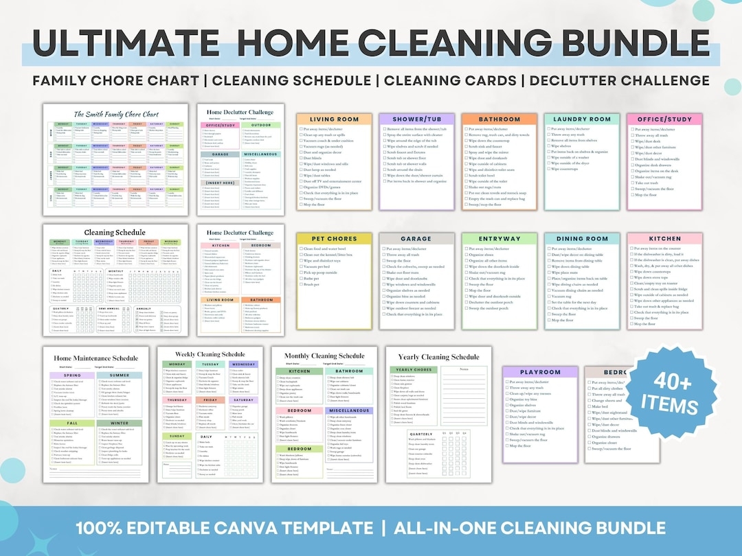 Family Cleaning Printables Editable