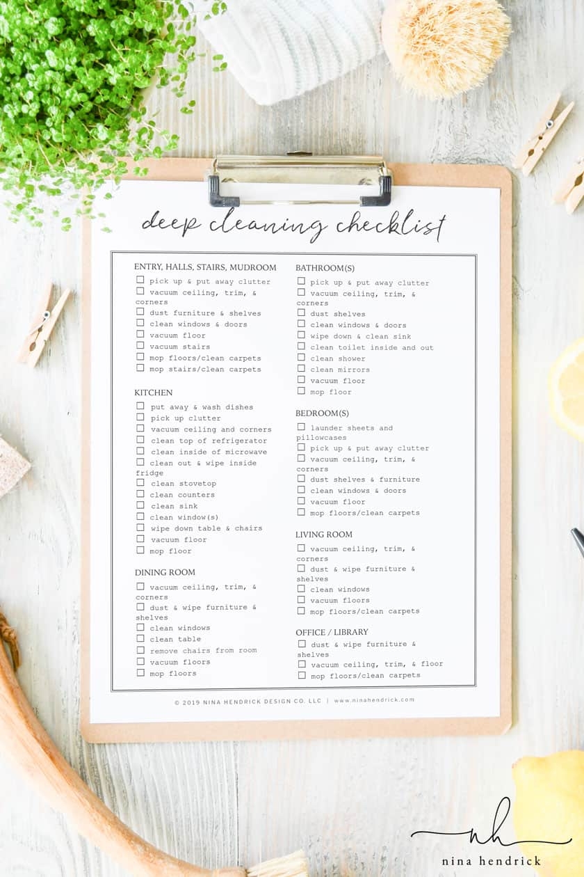 Cleaning Checklist For Your Whole House Free Printable Template