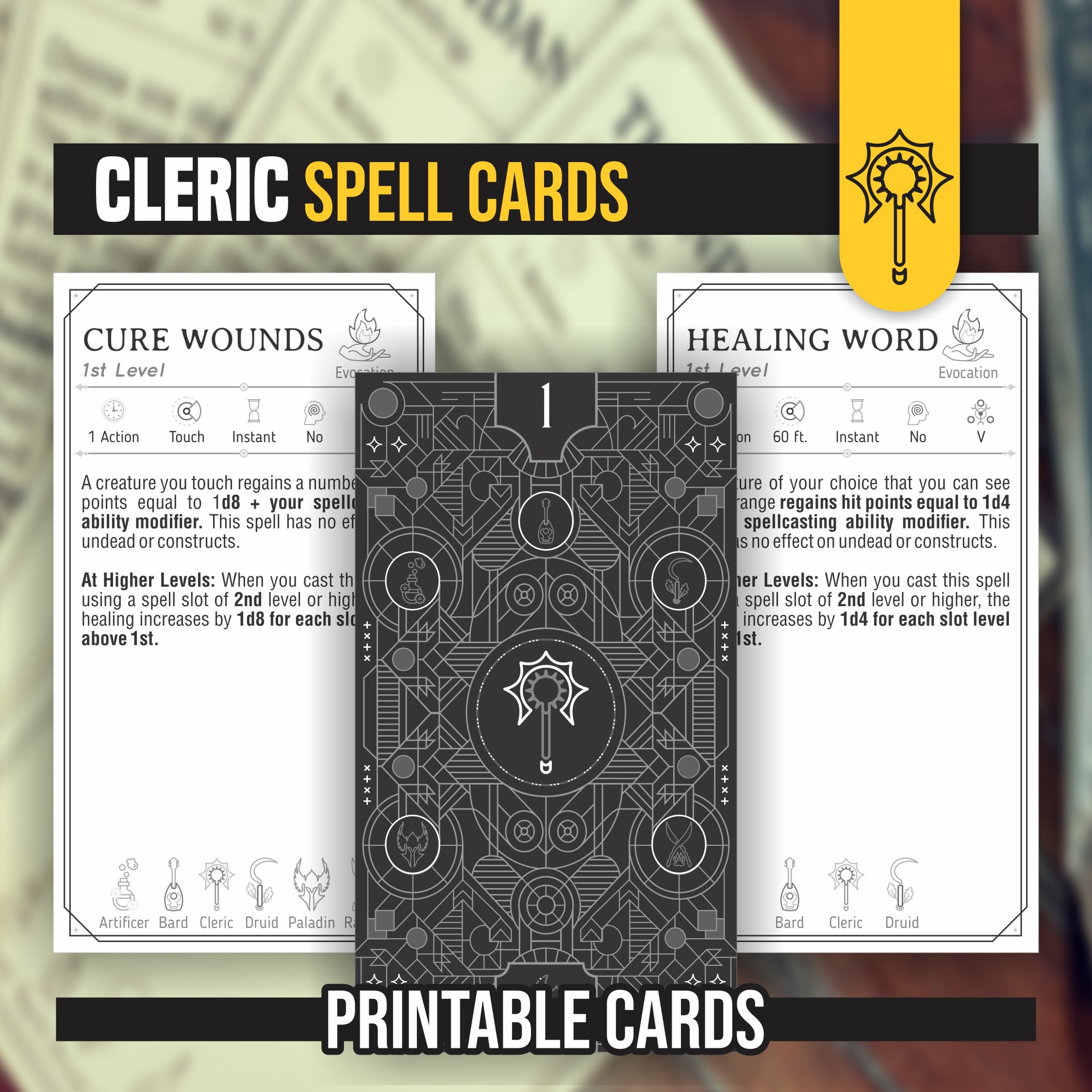 Printable D&D 5th Edition Priest Spell Cards