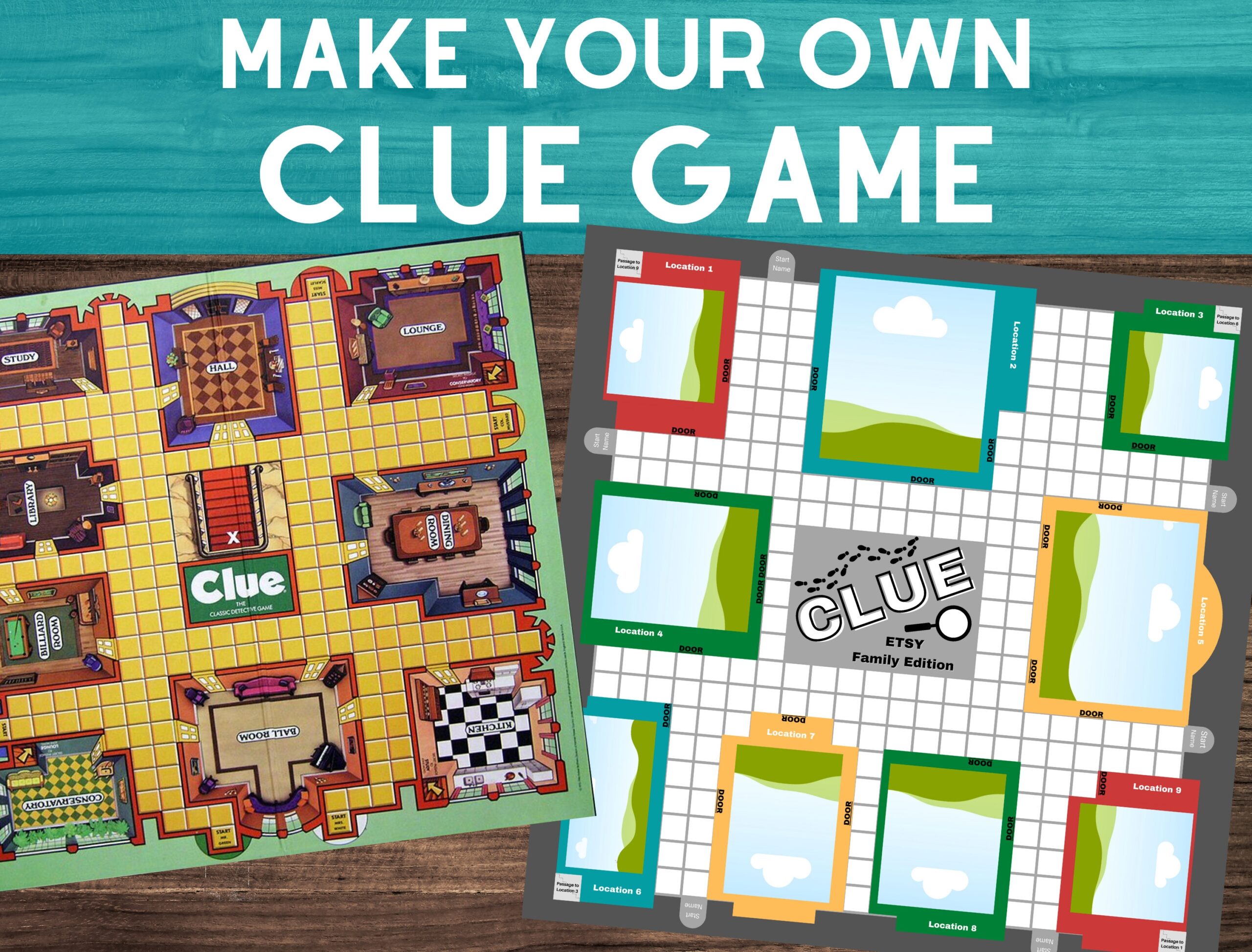 Clue Game Template For Canva Family Game Night Personalize Custom Etsy