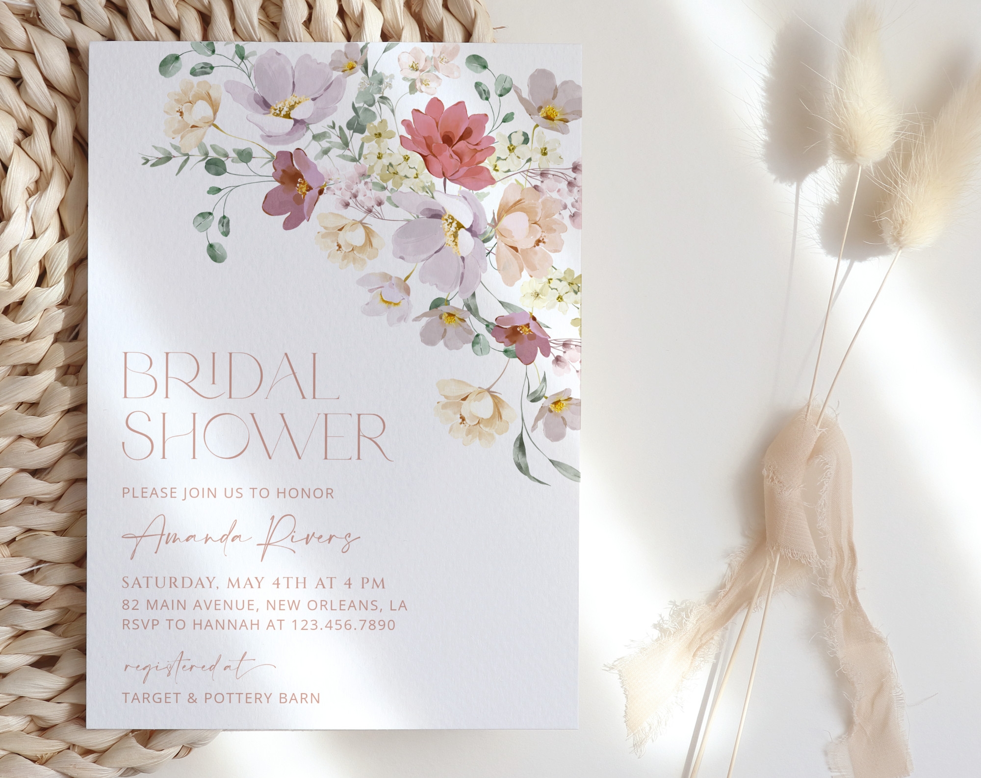 Colorful Flowers Bridal Shower Invitation Bridal Shower Stationery