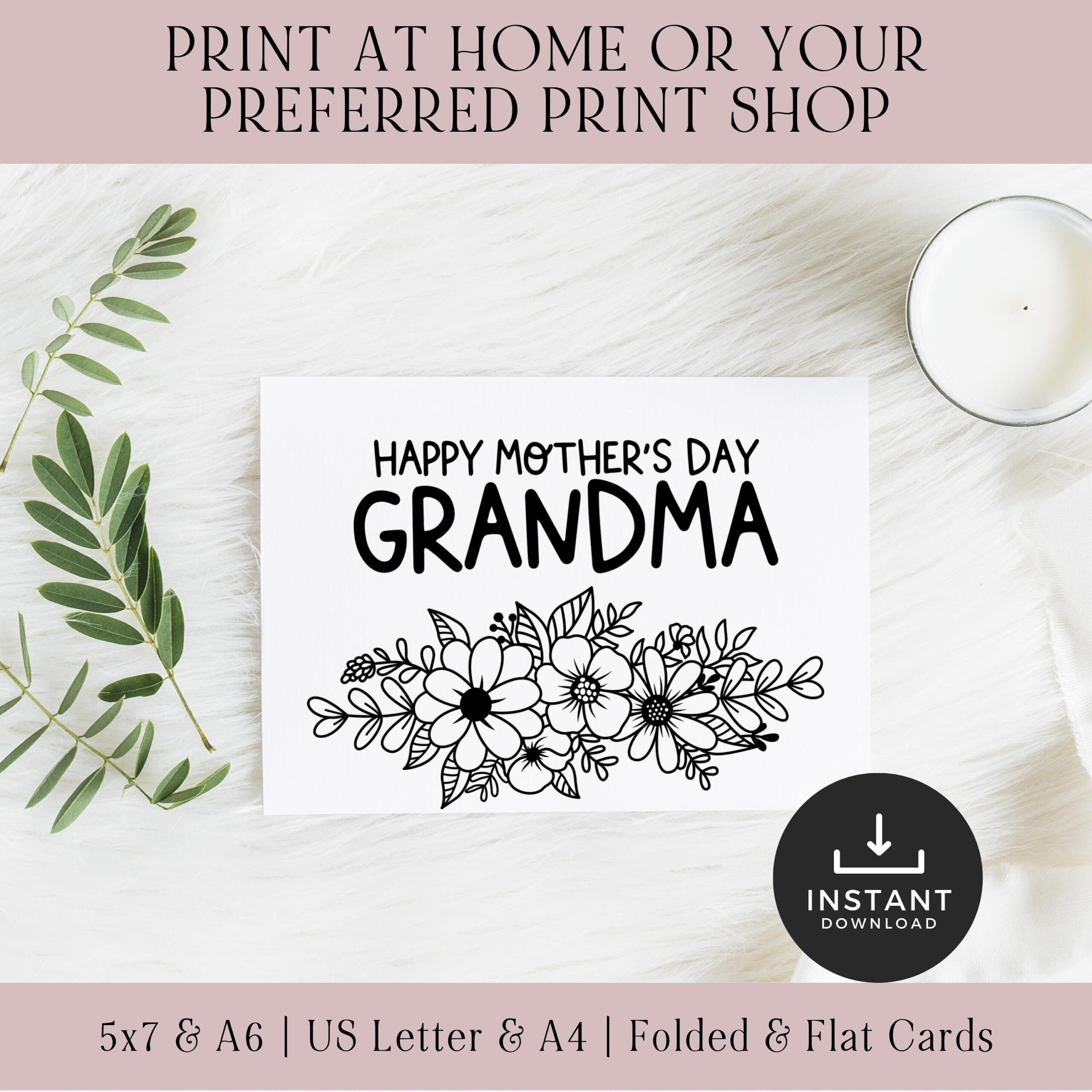 Coloring Mothers Day Card For Grandma Printable Mother s Day Card Printable Card For Grandma Coloring Card For Grandma Mothers Day PDF Etsy