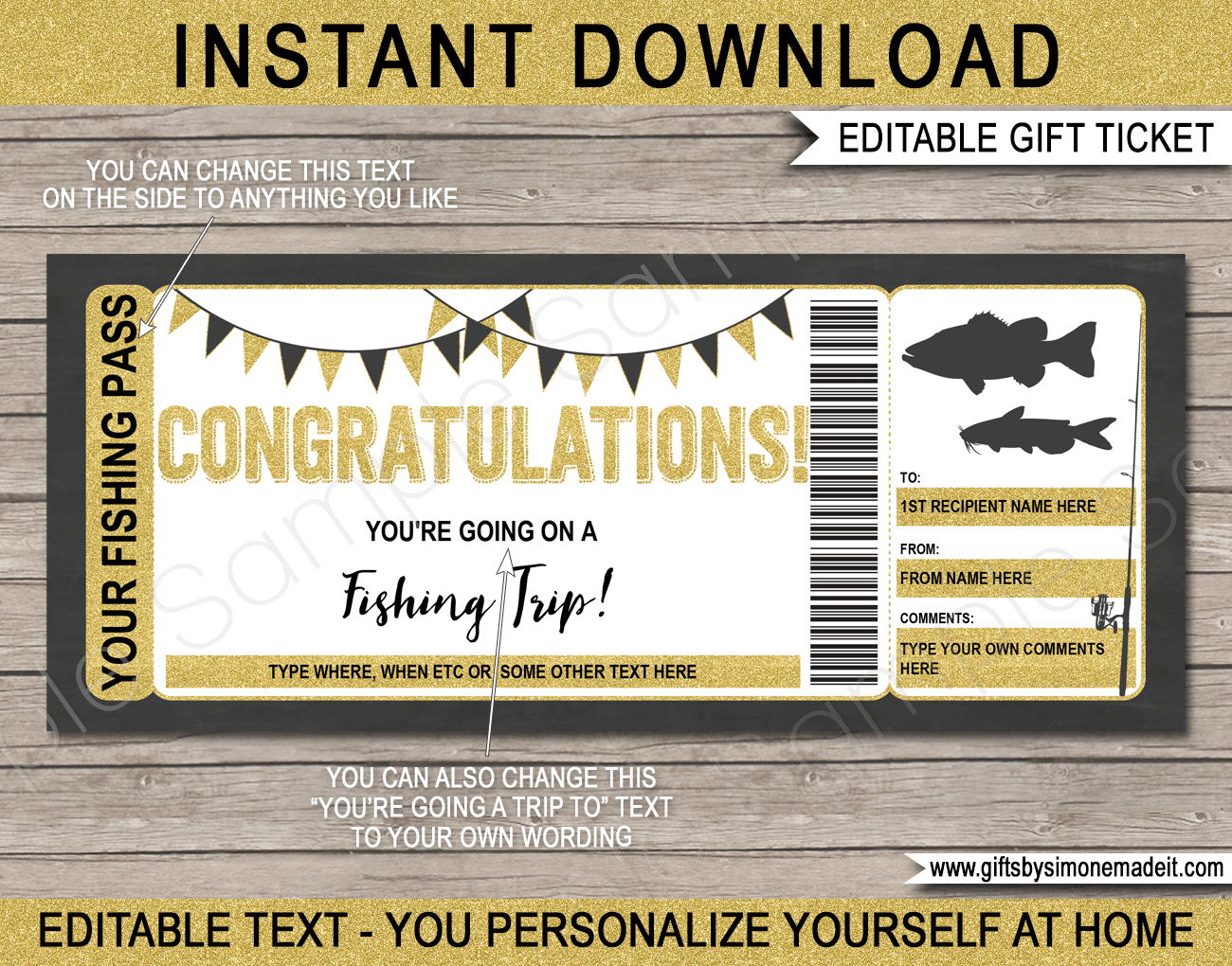 Congratulations Fishing Trip Ticket Template Printable Gift Ticket