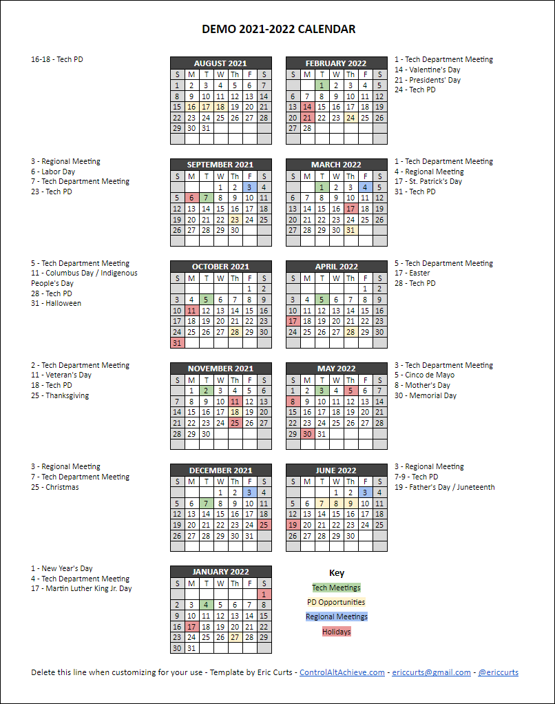 Printable School Calendar Editable