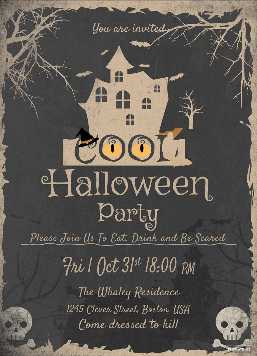 Cool Halloween Party Invitation Template In PSD Google Docs Word Publisher Pages Download Template