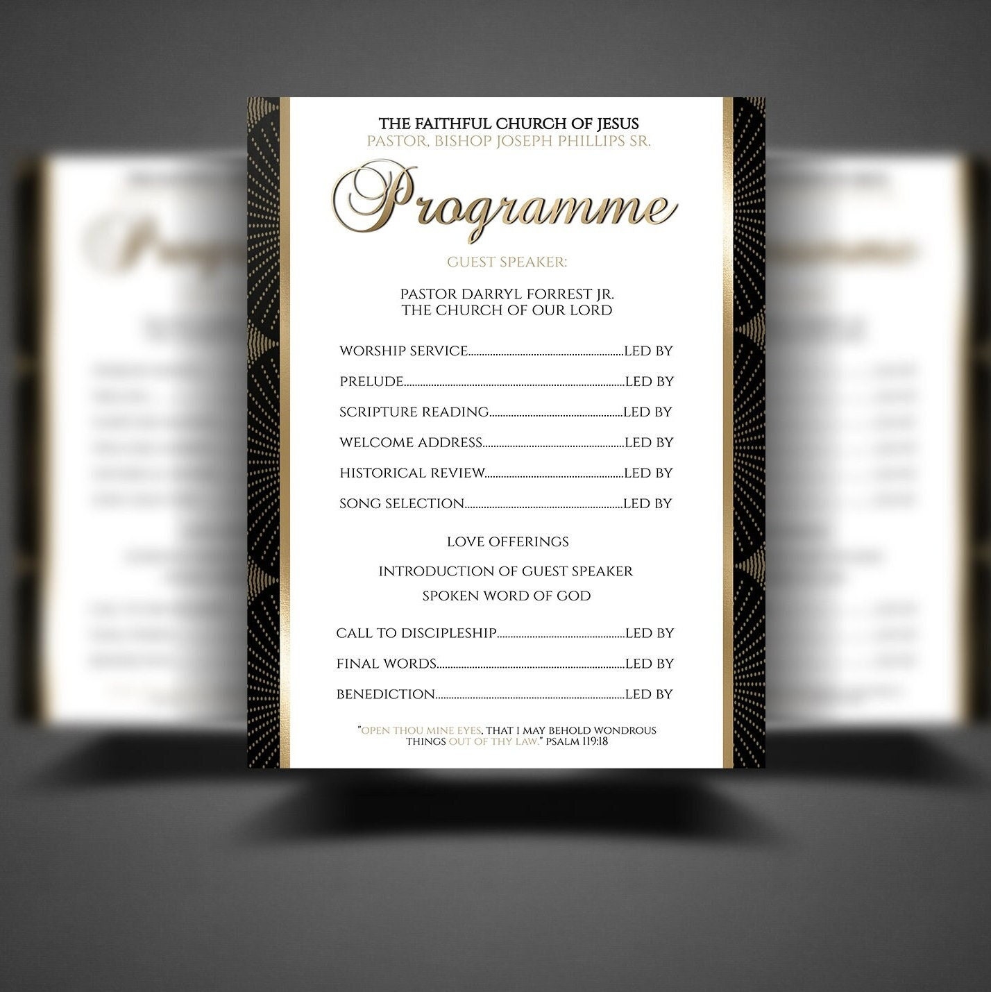 CORJL Church Anniversary Flyer And Program Black Gold Editable 8 5x11 8 5x5 5 2 Sizes 1 Sheet Printable front And Back Etsy
