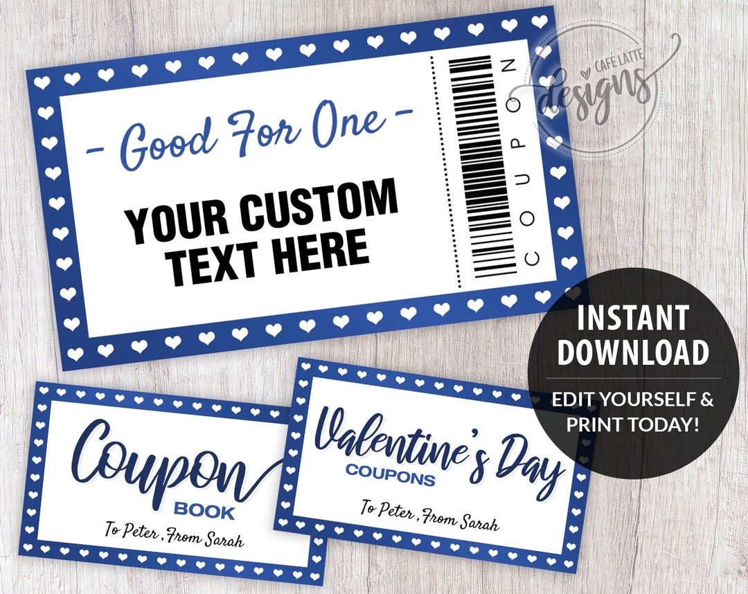 Coupon Template Valentines Day Editable Coupons Gifts For Kids Teens Custom Personalized Birthday Coupon Book Printable Instant Download Etsy