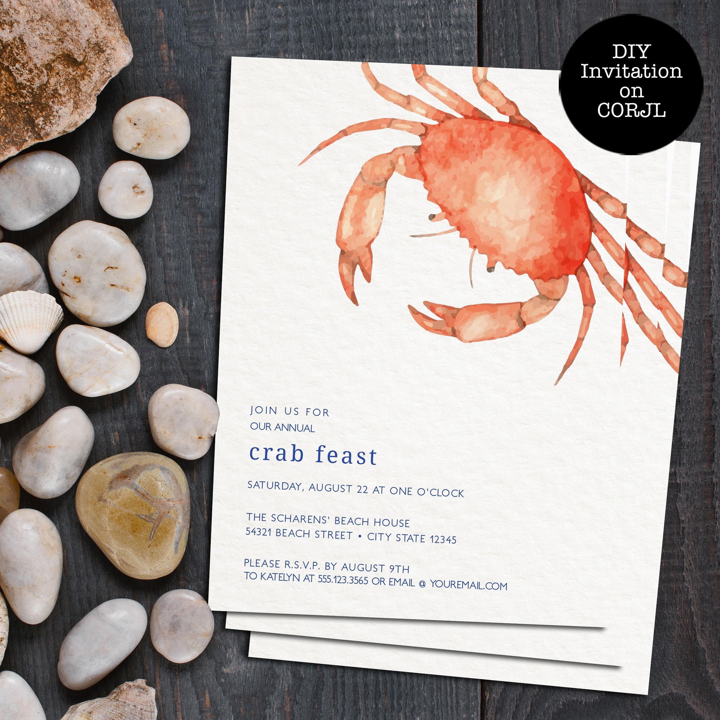 Crab Feast Invitations Summer Party Invitation Beach Party Invite Editable Invitation Printable Invitation Instant Download Corjl File Etsy