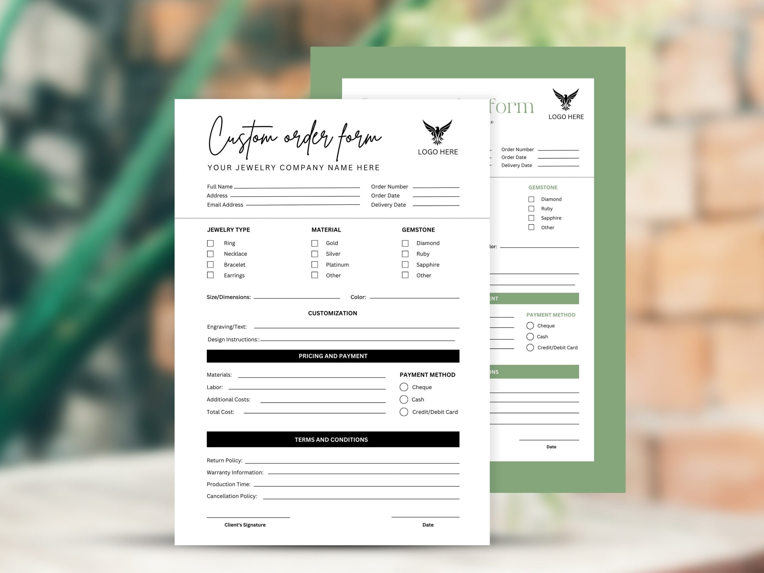 Wholesale Jewelry Form Printable Wholesale Jewelry Form Printable Editable