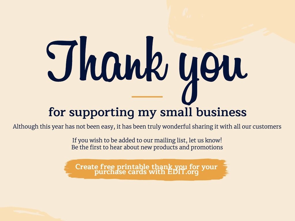 Simple Printable Editable Thank You For Your Business Cards