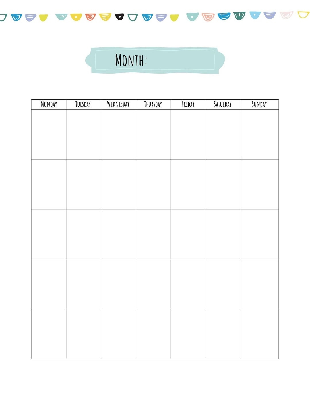 Simple Editable Printable Calender