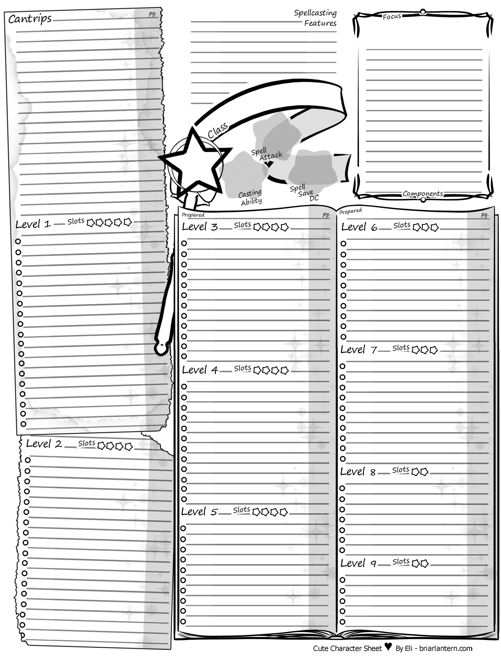 Cute Character Sheet 5th Edition 