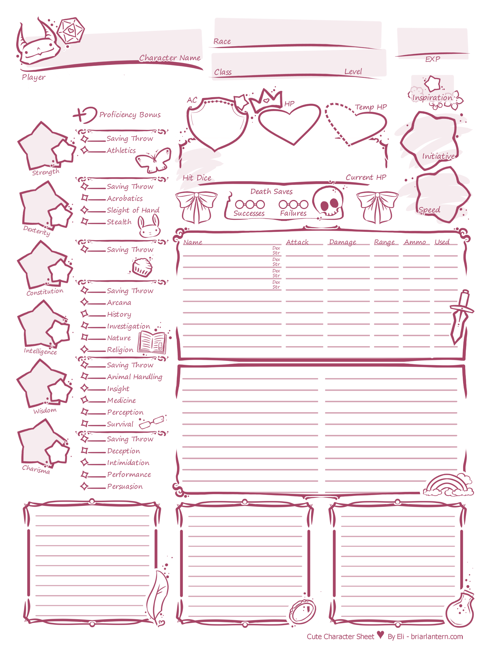 5th Edition Character Sheets Printable