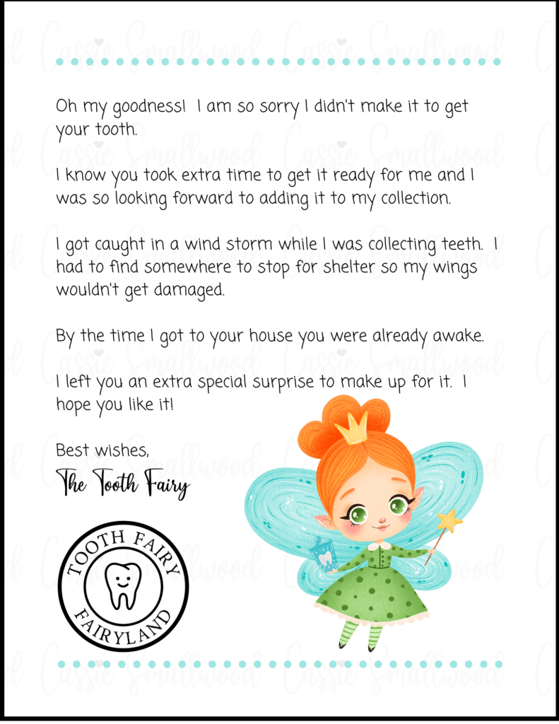Cute Free Printable Tooth Fairy Letters Notes Cassie Smallwood