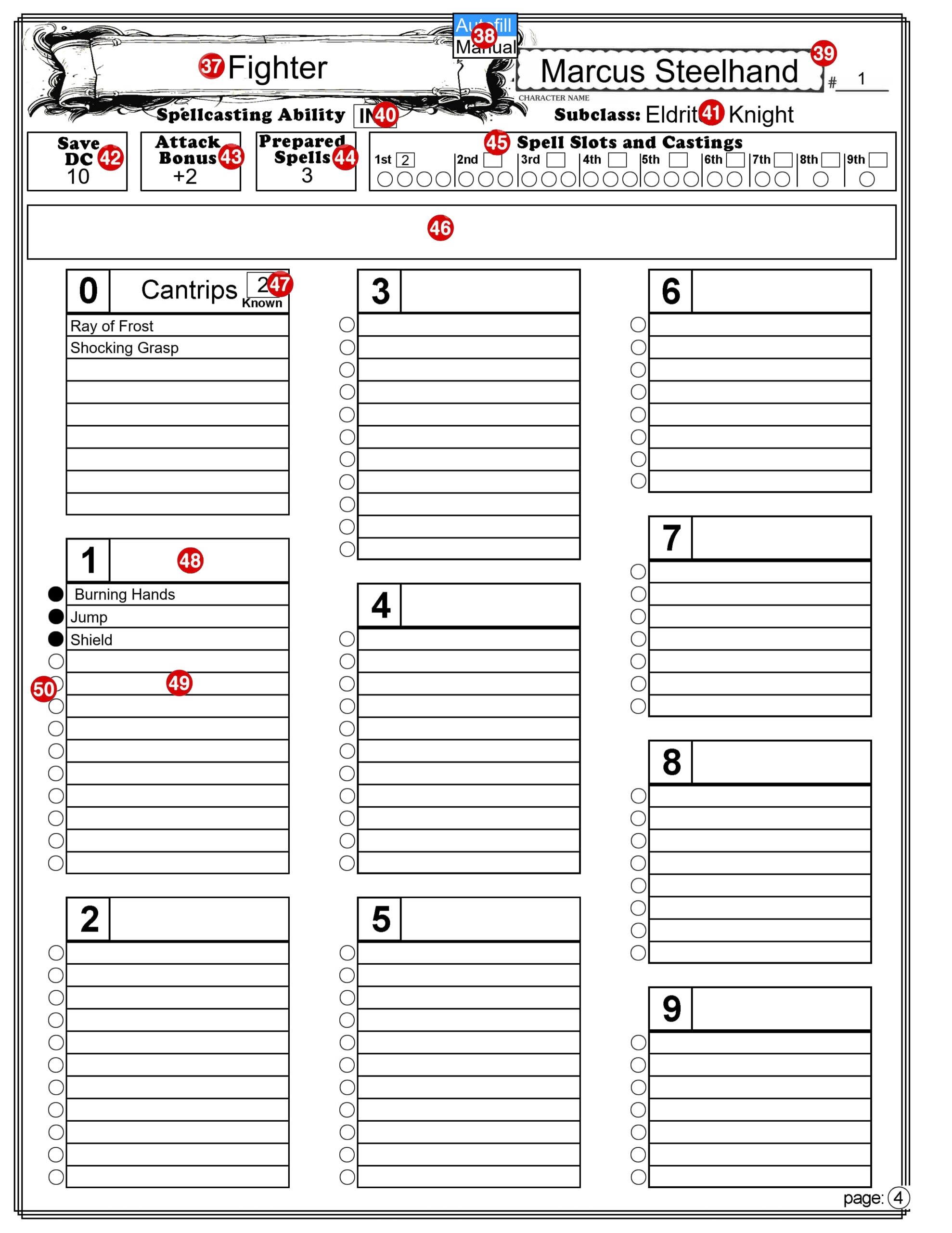 D D 5 5 Character Sheet Fillable And Auto Calculating Dungeon Master Assistance